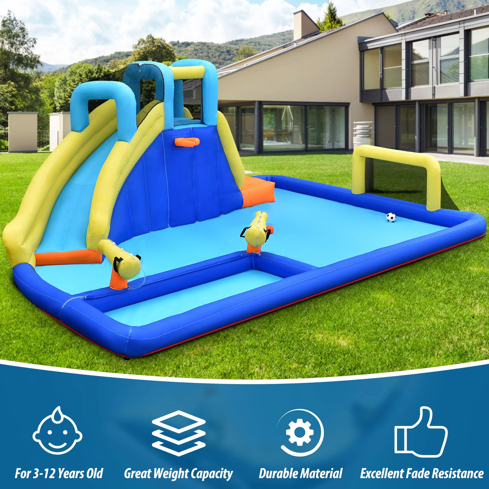 Hivvago 6-in-1 Inflatable Water Slide Jumping House without Blower