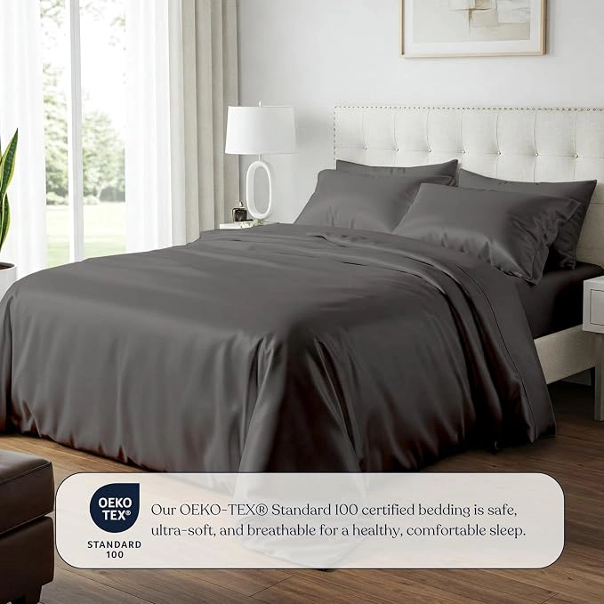 Delara Bamboo Viscose Duvet Cover Set Ultra Soft Cooling Breathable Includes & Pillow Shams