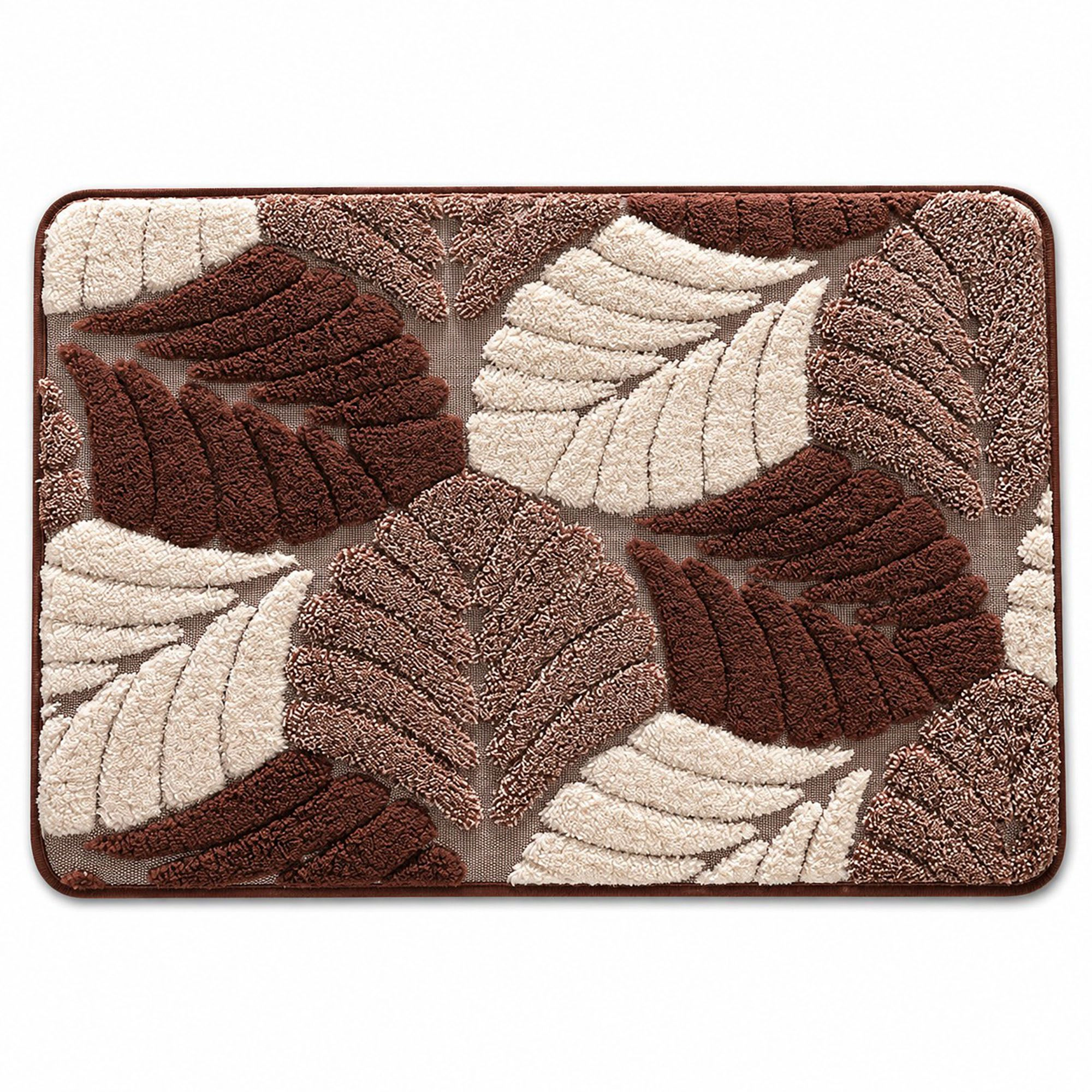 Alilang Unisex Botanical Leaf Bath Mat Nonslip Tufted Accent Rug 15.7 x 23.6 Inches
