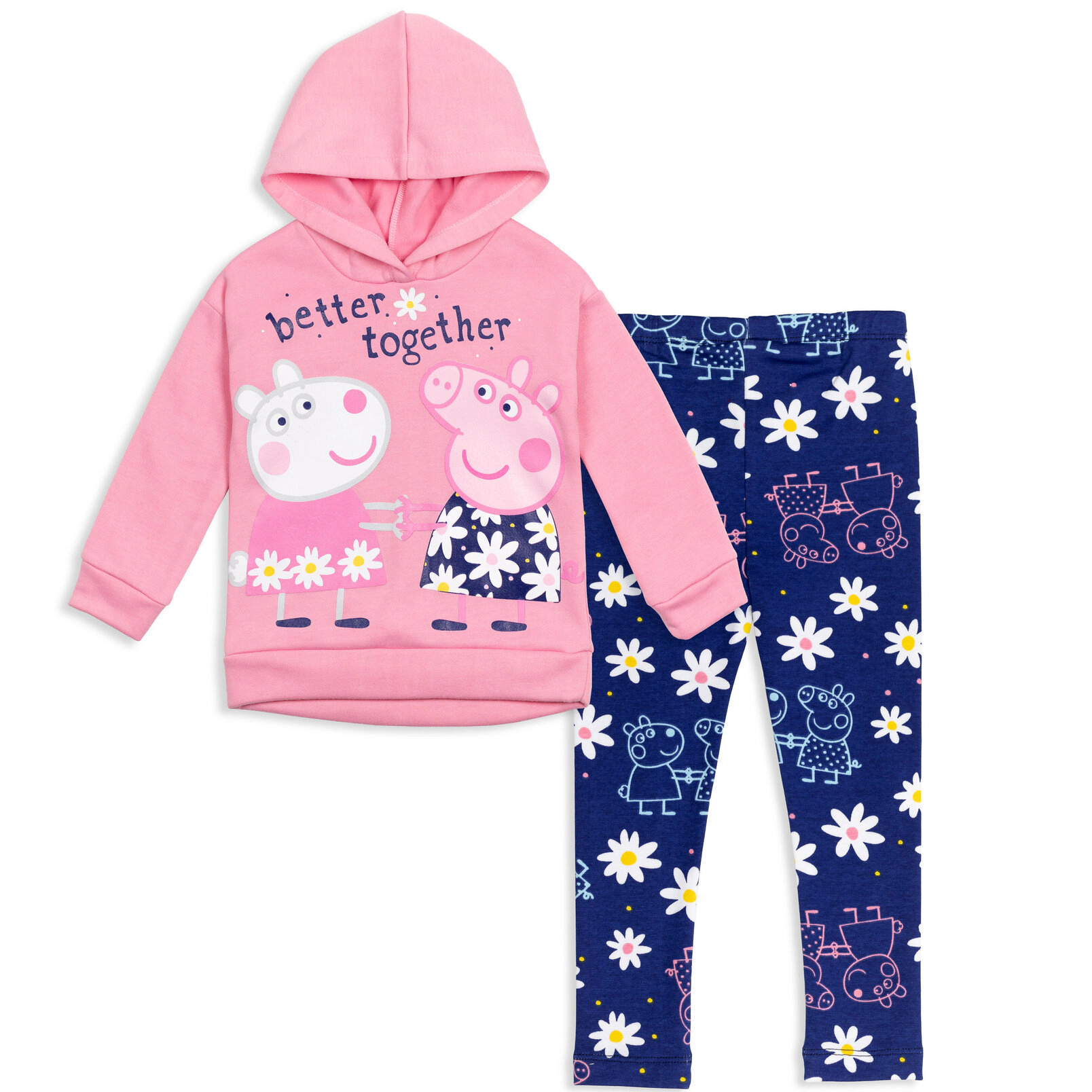 Peppa Pig Girls' 2-Piece Fleece Hoodie and Leggings Set