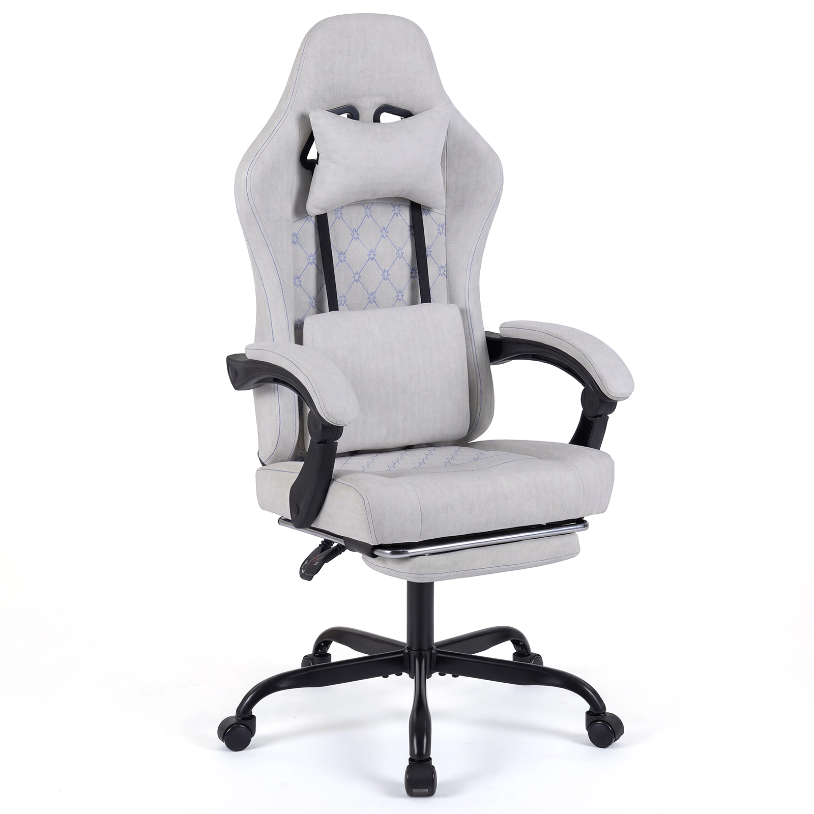 SUGIFT Gaming Chair Gray Height Adjustable Computer Chair with Headrest and Recline