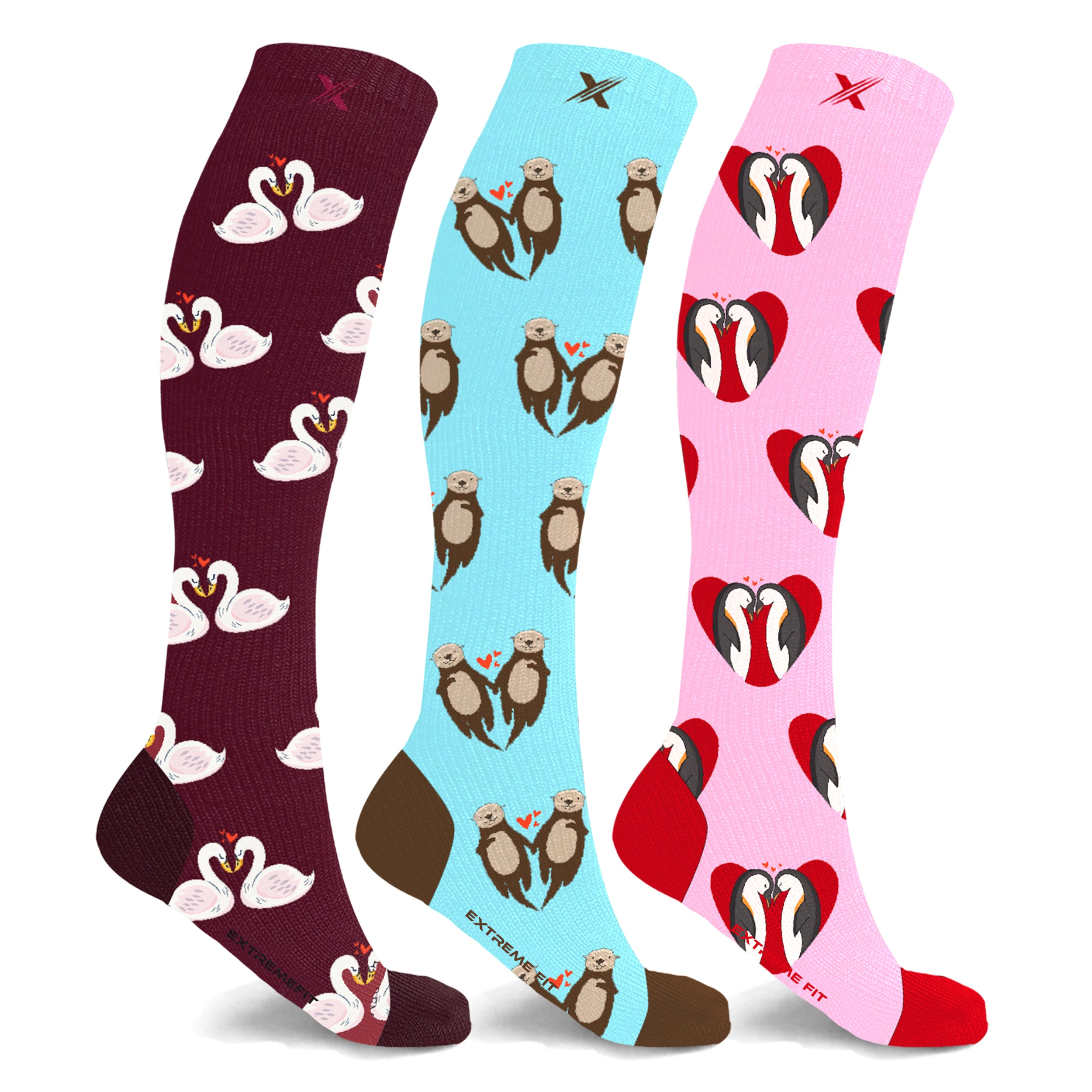 Extreme Fit Fun And Love Comfortable All Day Wear Compression Socks - 3 Pair