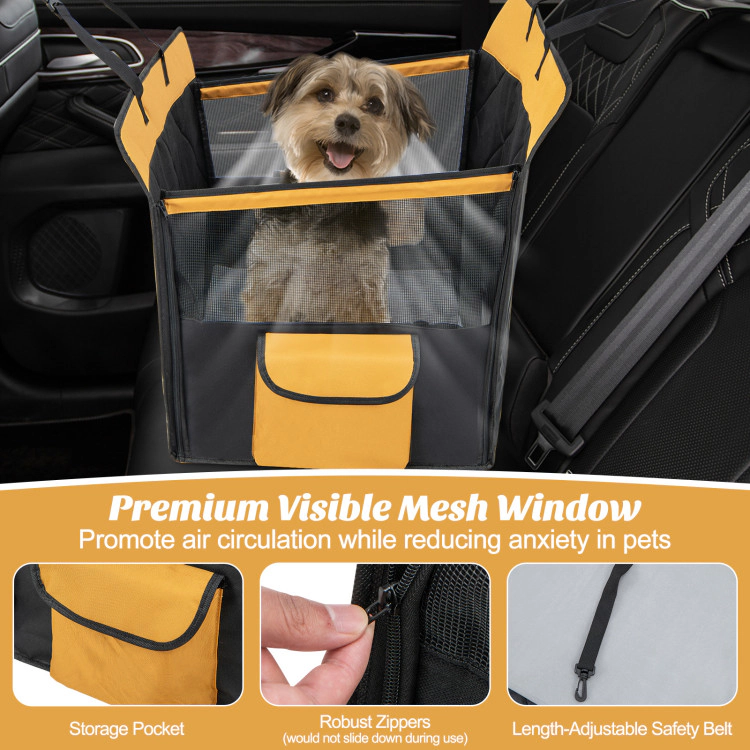 SUGIFT 25 x 21.5-in Black 600D Oxford Dog Car Seat Cover Back Seat Hammock with Mesh Windows and Storage Pocket