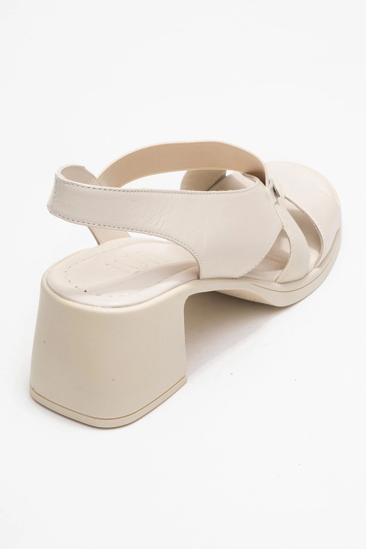 Forever & Always Womens Crina Elasticated Leather Chunky Heel Sandal