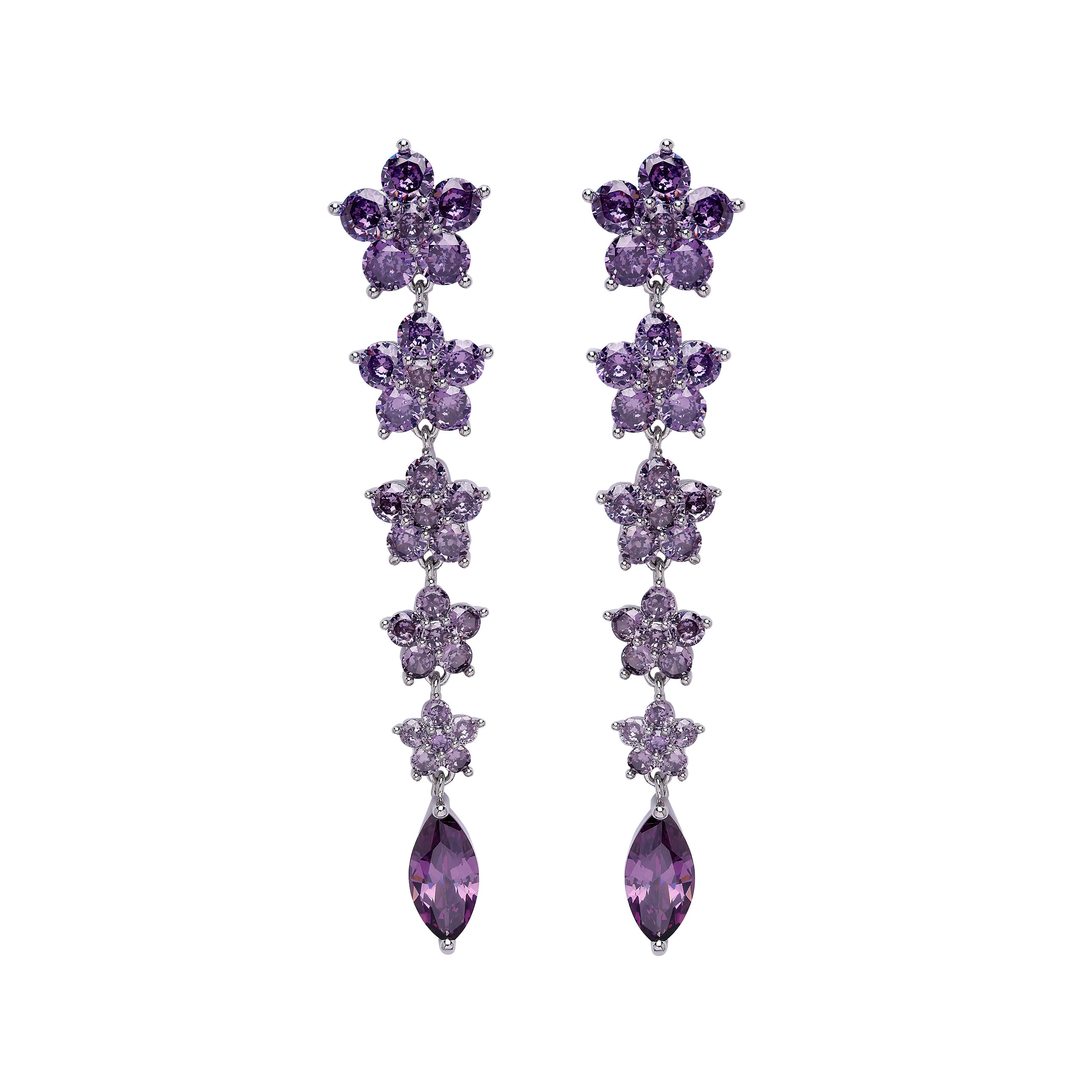 AGP PARIS Womens Diva Floral Long Drop Earrings