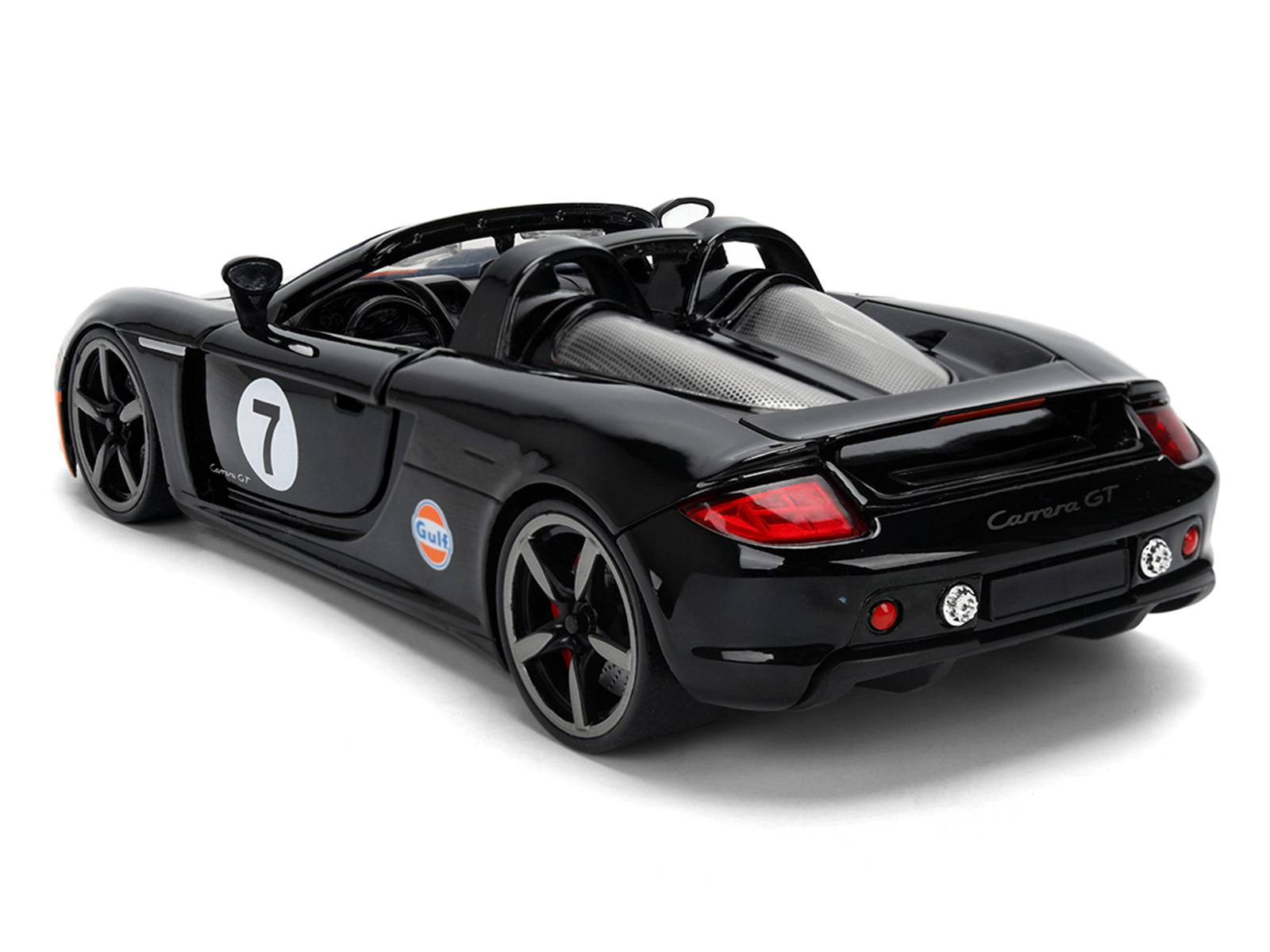 Jada Porsche Carrera Gt Convertible #7 "Gulf Oil" Black With Orange Graphics "Hyper-Spec" Series 1/24 Diecast