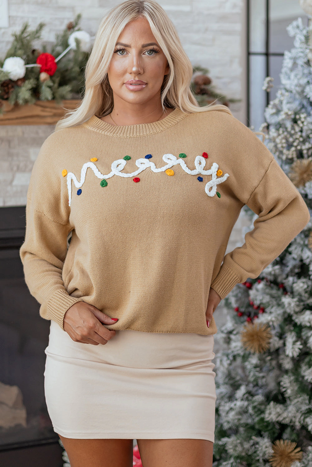Threaded Pear Women's Theresa Detail Christmas Dolman Sweater