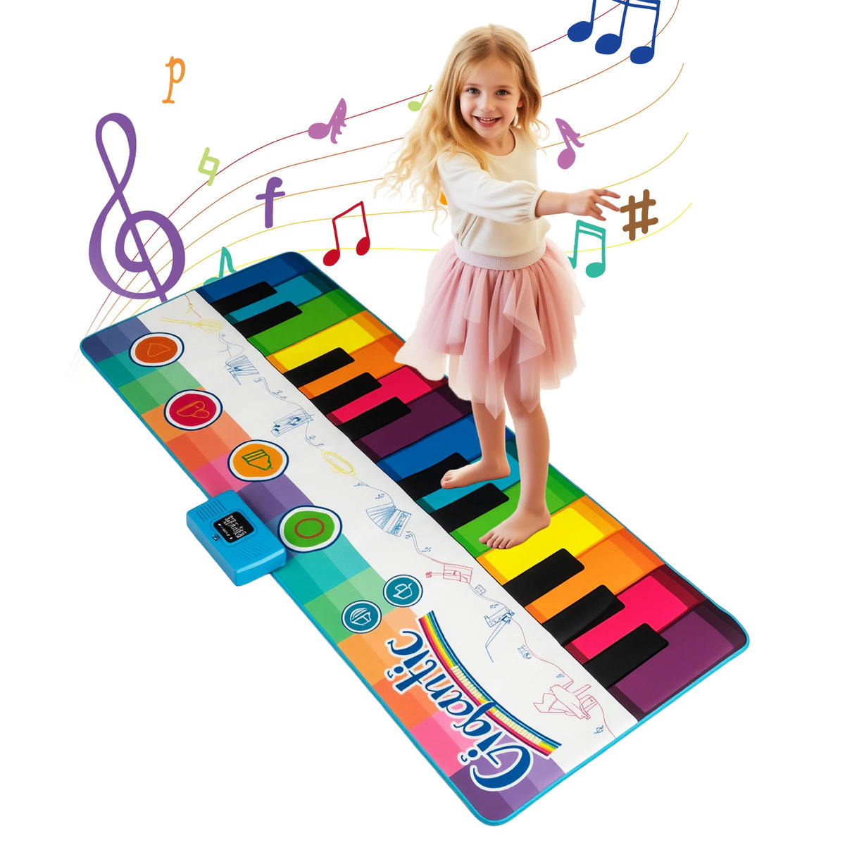 SUGIFT 71.5-in Floor Piano Dance Mat Musical Playmat with 24 Piano Keys 8 Instrument Sounds and Anti-Slip Base