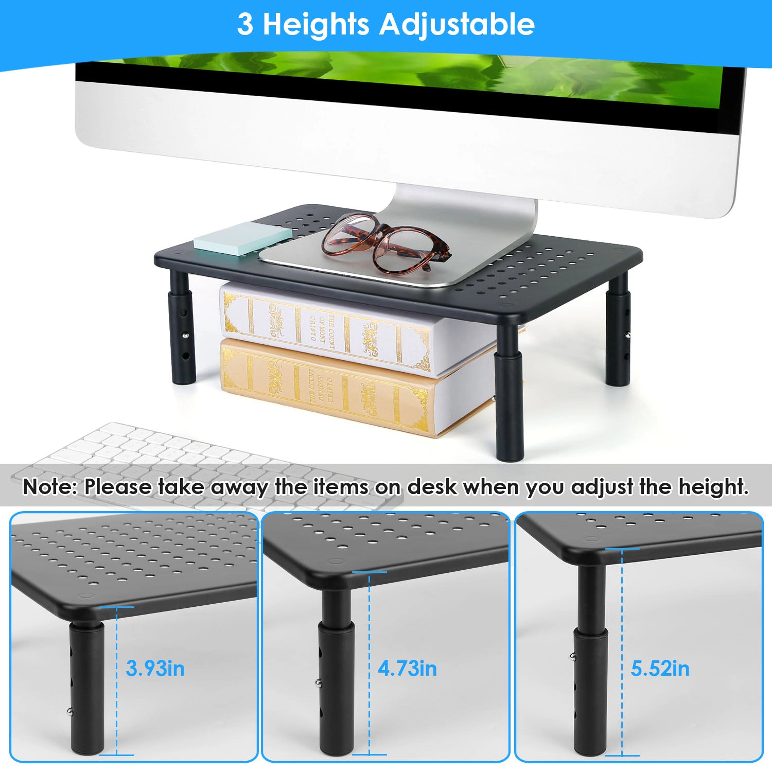 GBruno 3-Height Adjustable Monitor Stand Riser