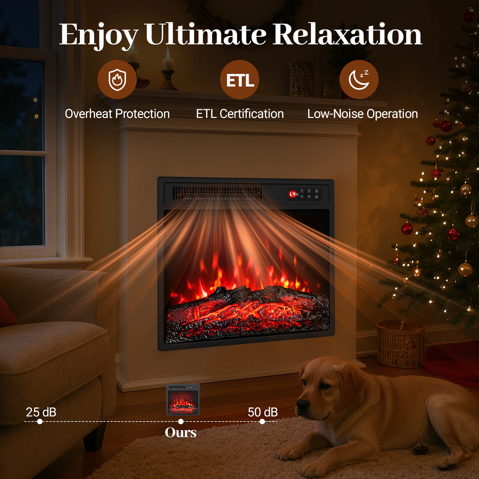 SlickBlue 18 Inch Electric Fireplace Insert with Remote Control Heater