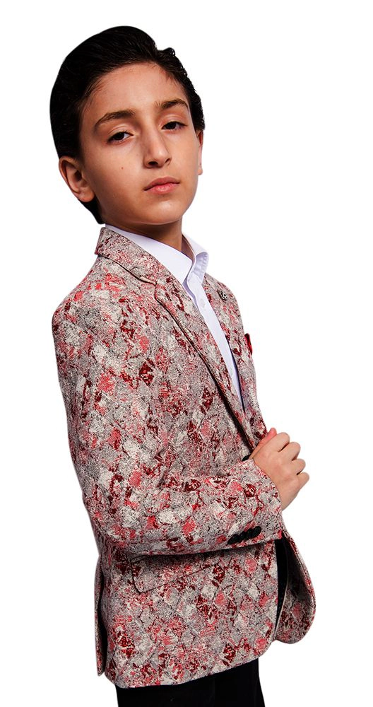 Elie Balleh Boys Slim Fit Faded Argyle Jacket