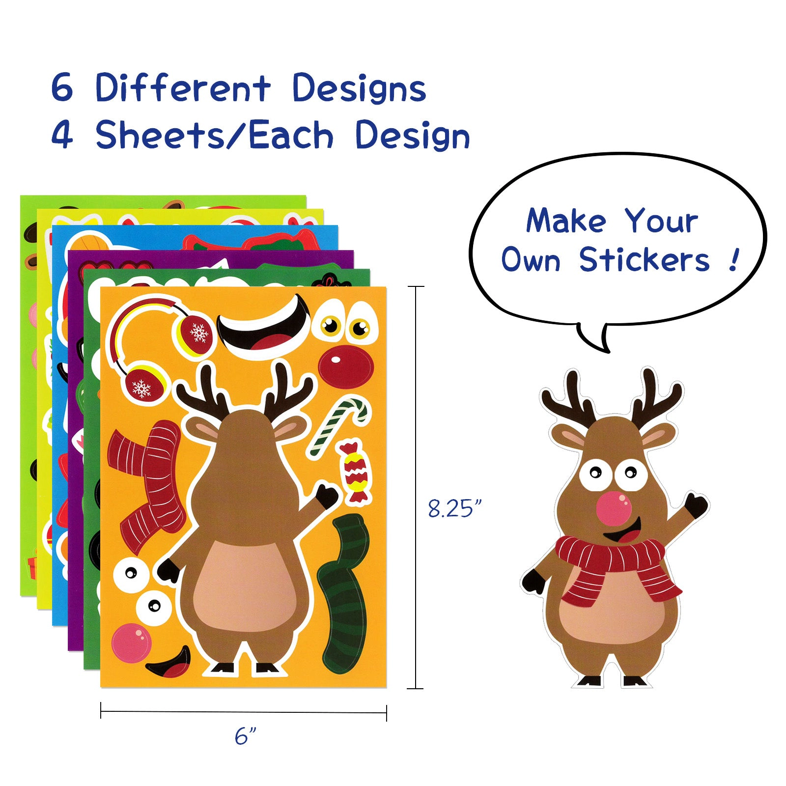 Wrapables Make Your Own Christmas Stickers, Holiday Crafts and Activities, Party Favors (24 Sheets), Christmas