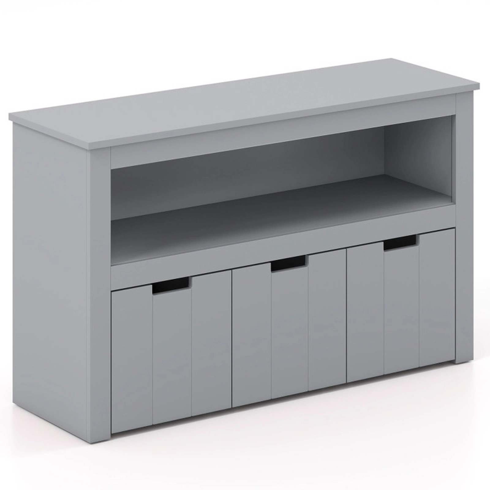 SUGIFT 3-Drawer Wheeled Kid Toy Storage Cabinet with Cube Shelf 110-lb Top Capacity MDF and PB 40-in Wide Gray