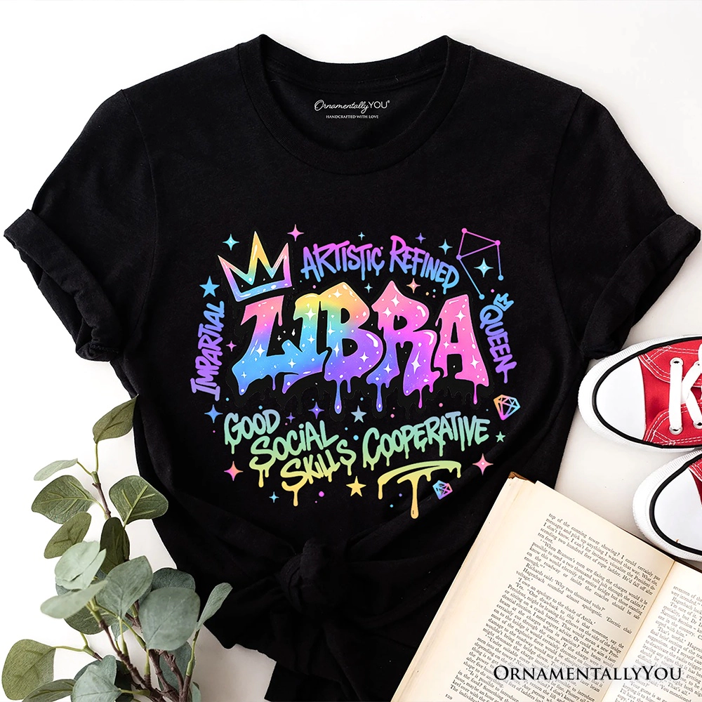 OrnamentallyYou Womens Libra Graffiti Zodiac T-Shirt