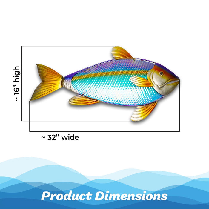 G128 Hand-Painted Yellowtail Fish Metal Wall Art