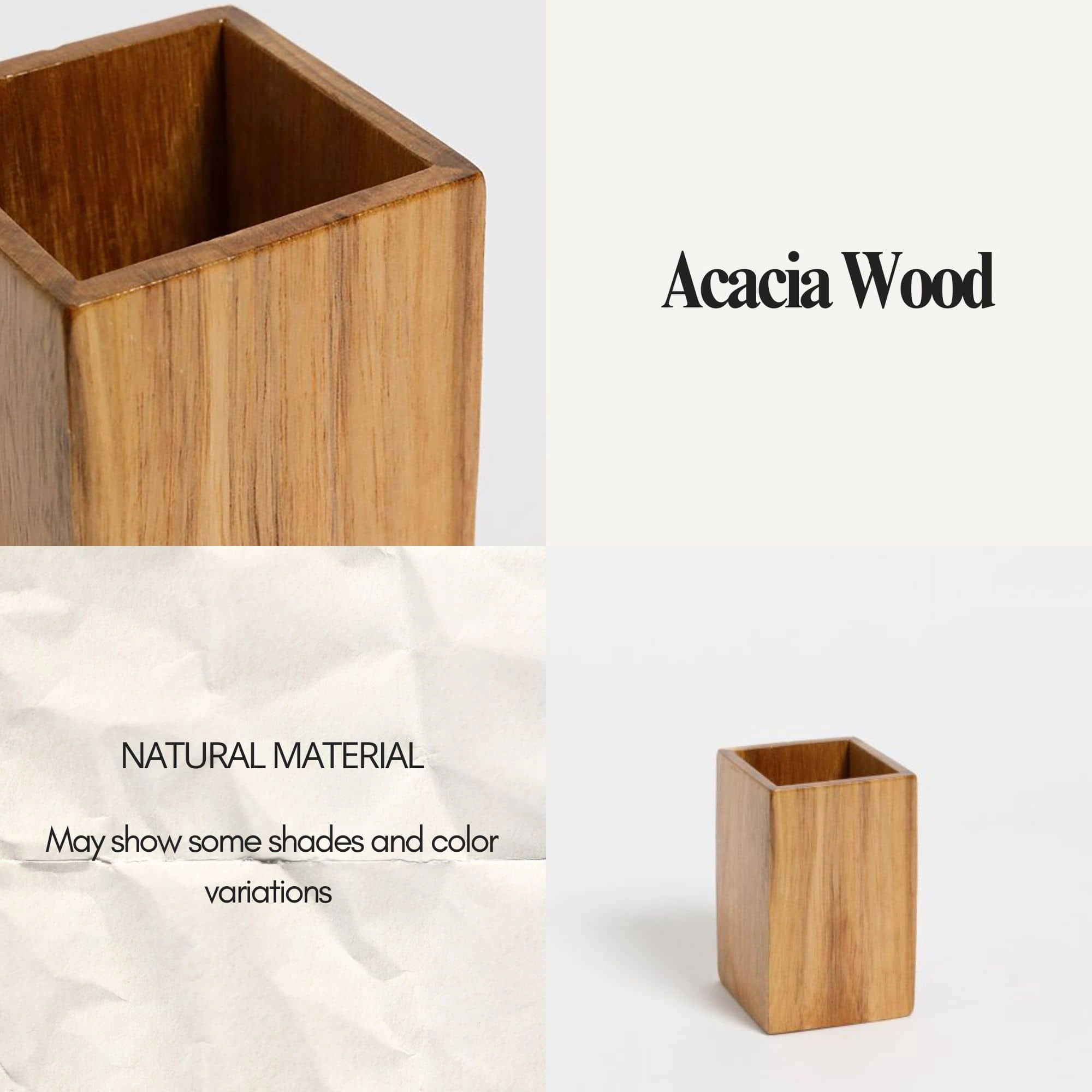 Evideco French Home Goods Acacia Wood Square Tumbler 10 oz