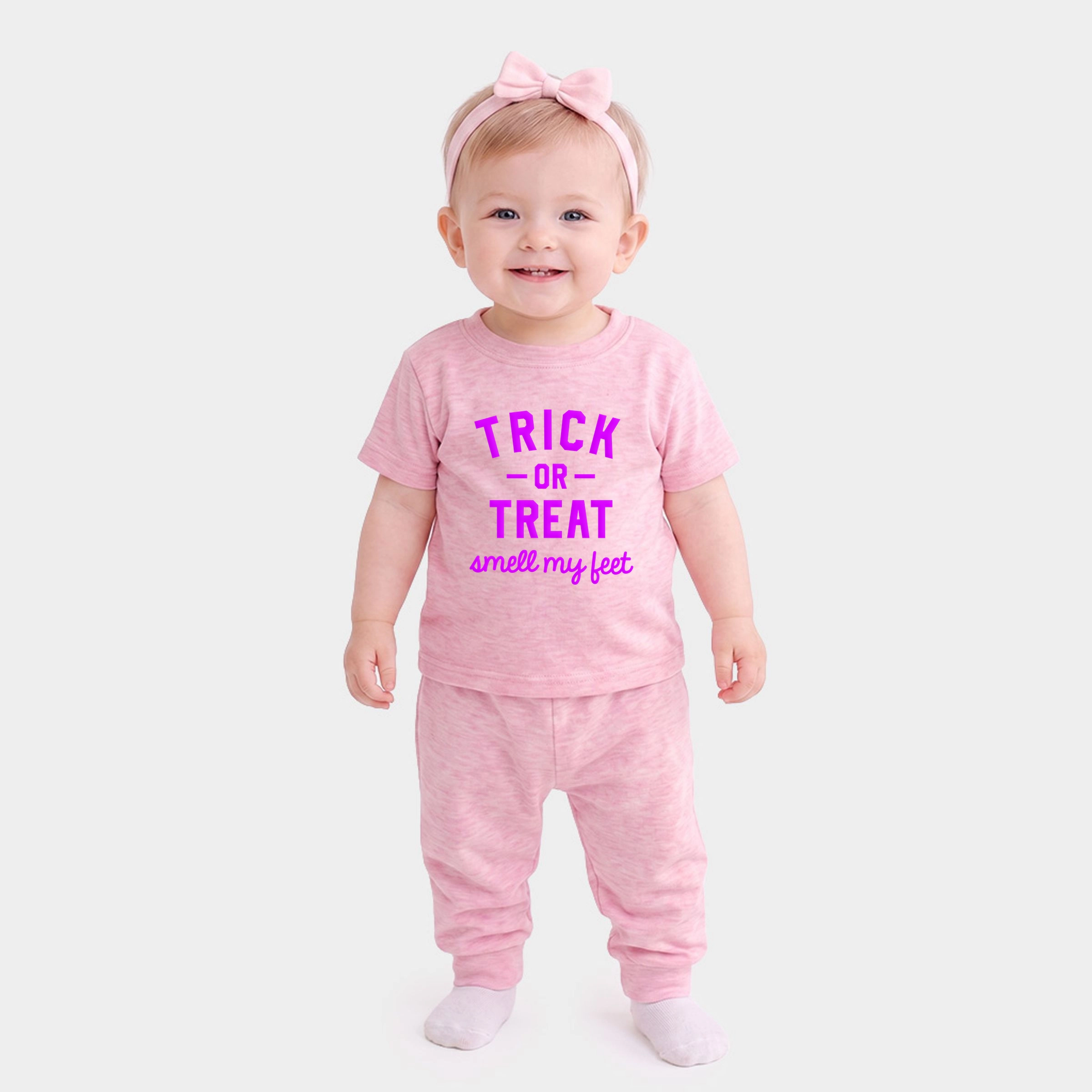 The Juniper Shop - Infant Jogger Pant Crew Set Smell My Feet Puff Print