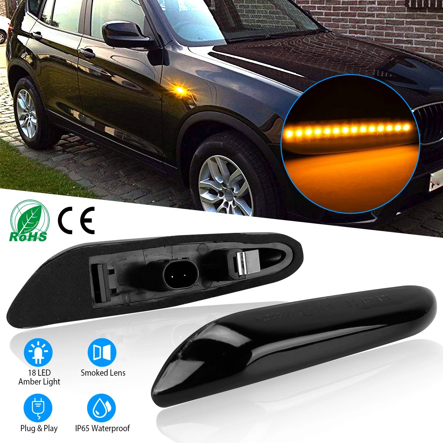 GBruno Dynamic Amber LED Side Marker Light For BMW