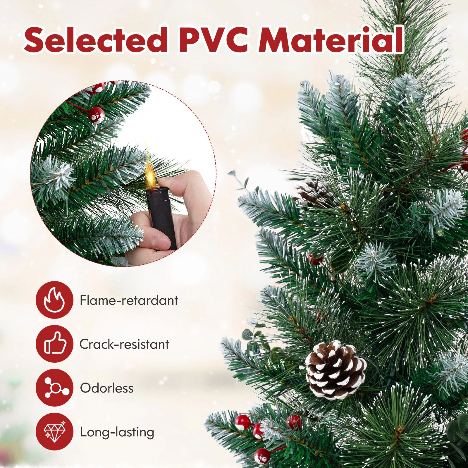 SlickBlue 3FT Pre-Lit Christmas Tree with LED Lights & Pine Cones
