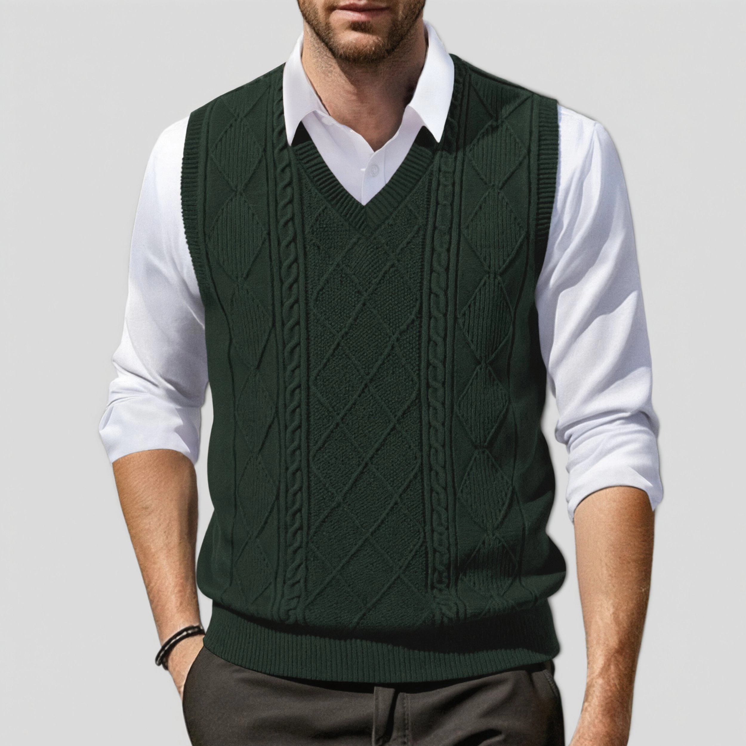 COOFANDY Men's Regular Fit V Neck Sleeveless Knit Sweater Vest