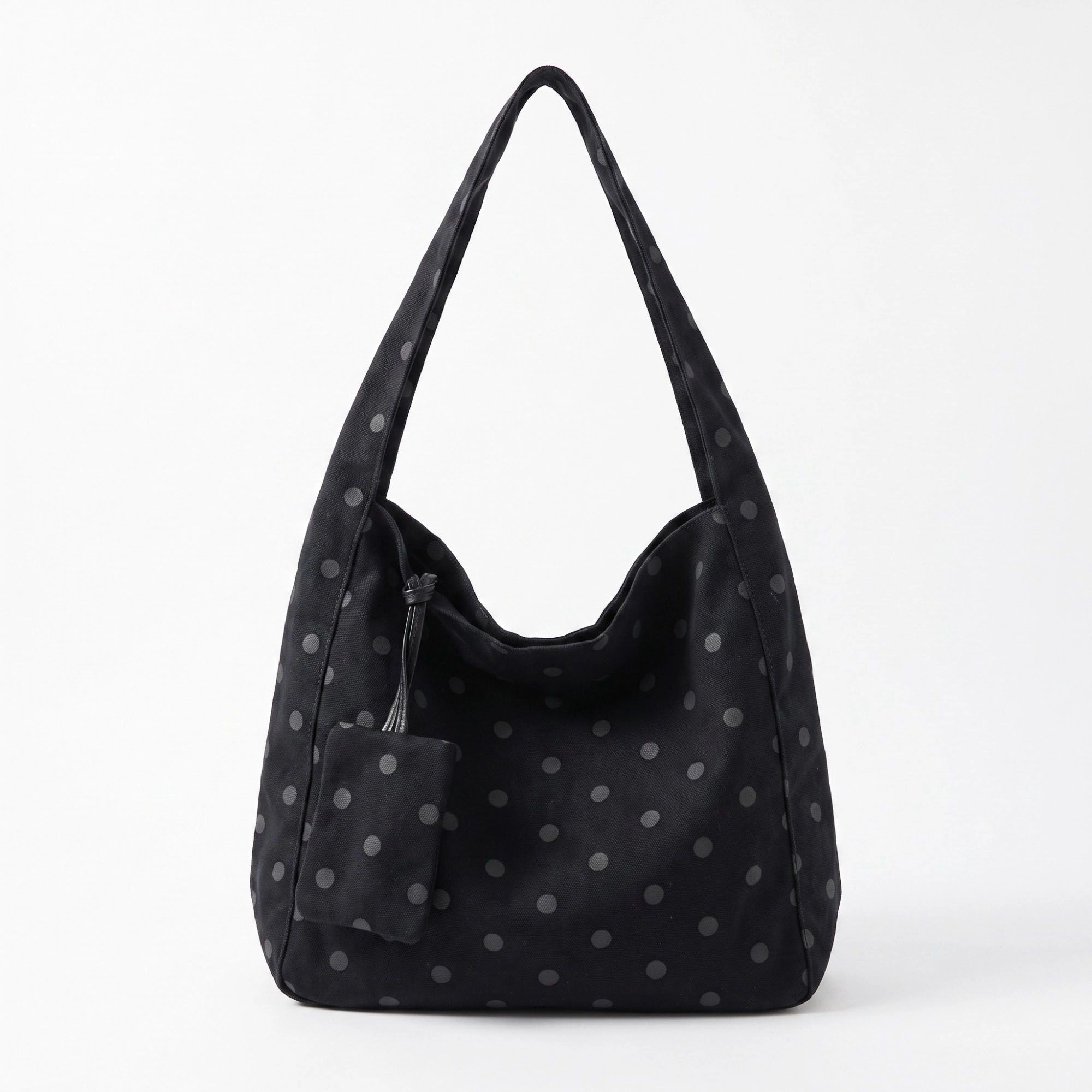 Alilang Women's Polka Dot Hobo Tote Bag with Wide Shoulder Strap and Matching Pouch 12.5x13x5.5in