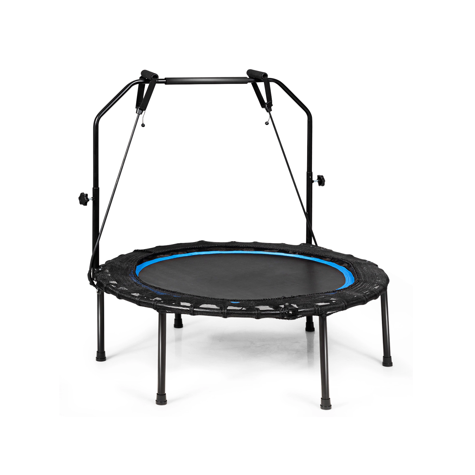 SUGIFT 40-in 330-lb Capacity Foldable Fitness Rebounder Trampoline with 3-Height Handrail and Resistance Bands