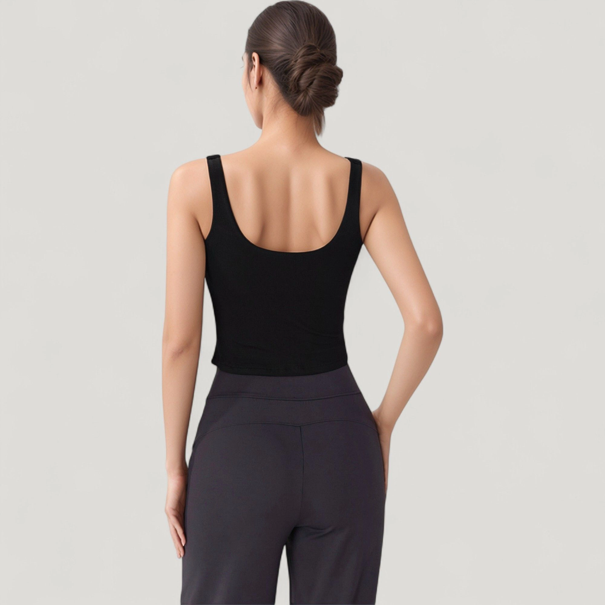 Anna-Kaci Women's Ribbed Knit Square Neck Tank Top with Wide Straps