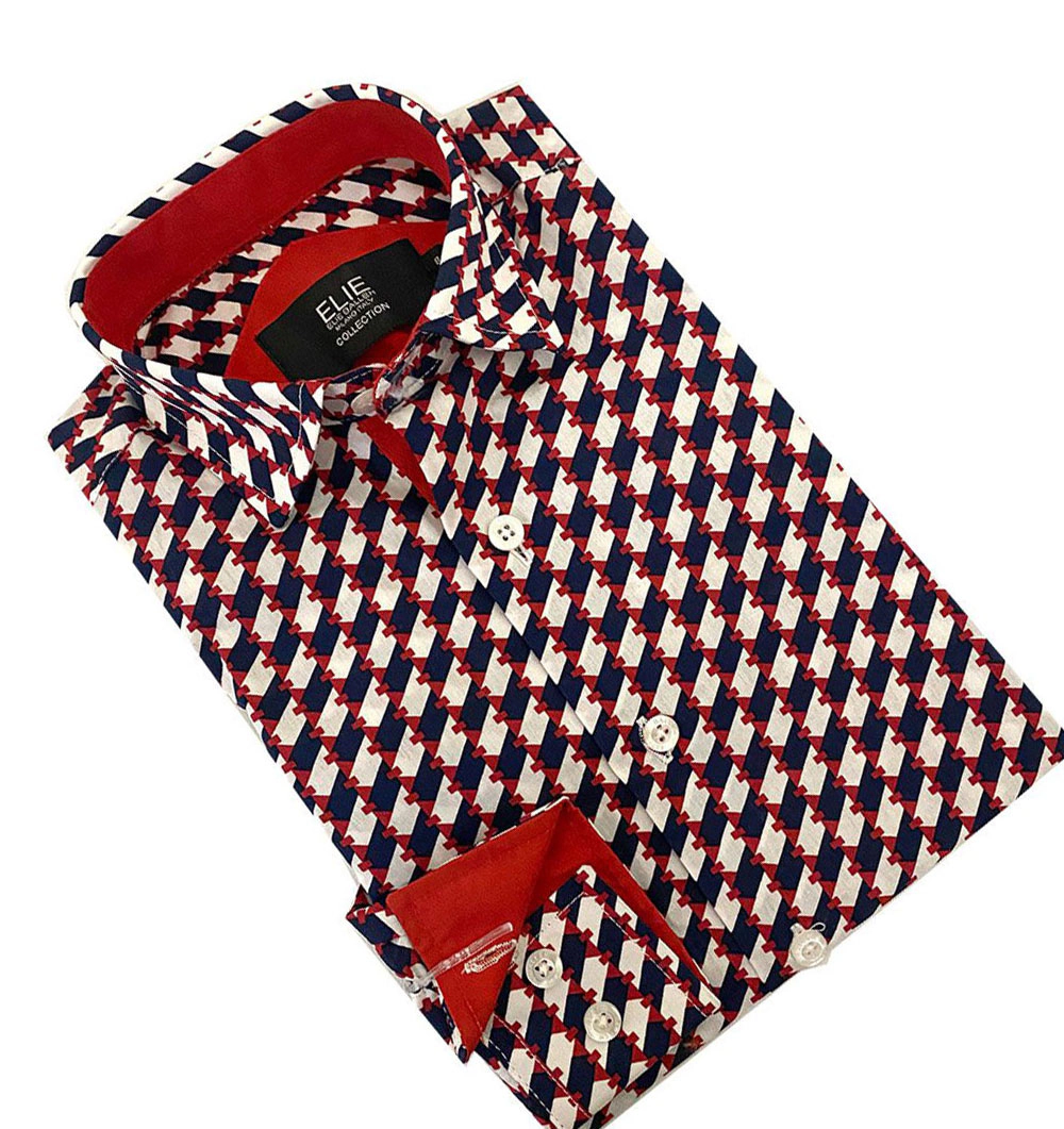 Elie Balleh Boys Slim Fit Geometric Shirt