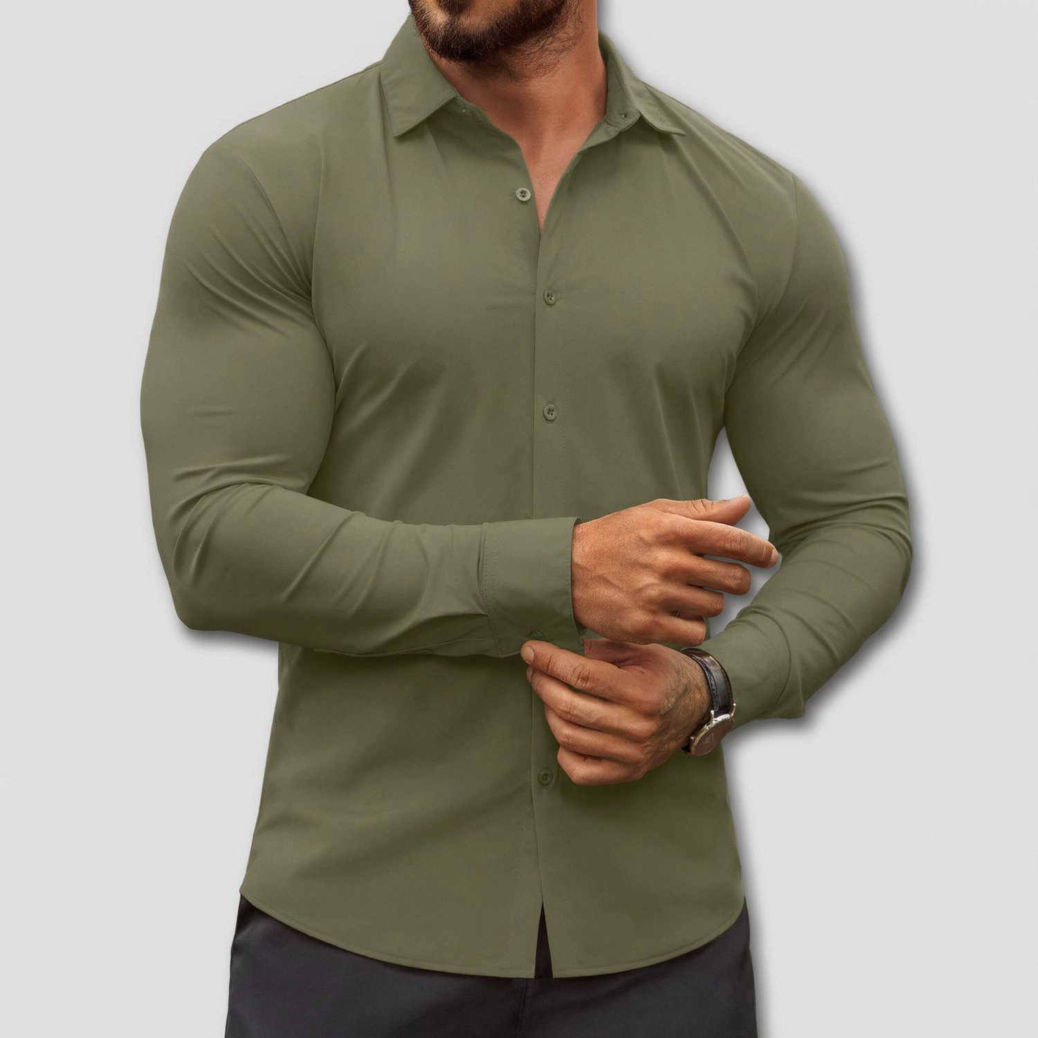COOFANDY Mens Dressy Long Sleeve Shirt Fall Button Down Collar Slim Fit Casual Top
