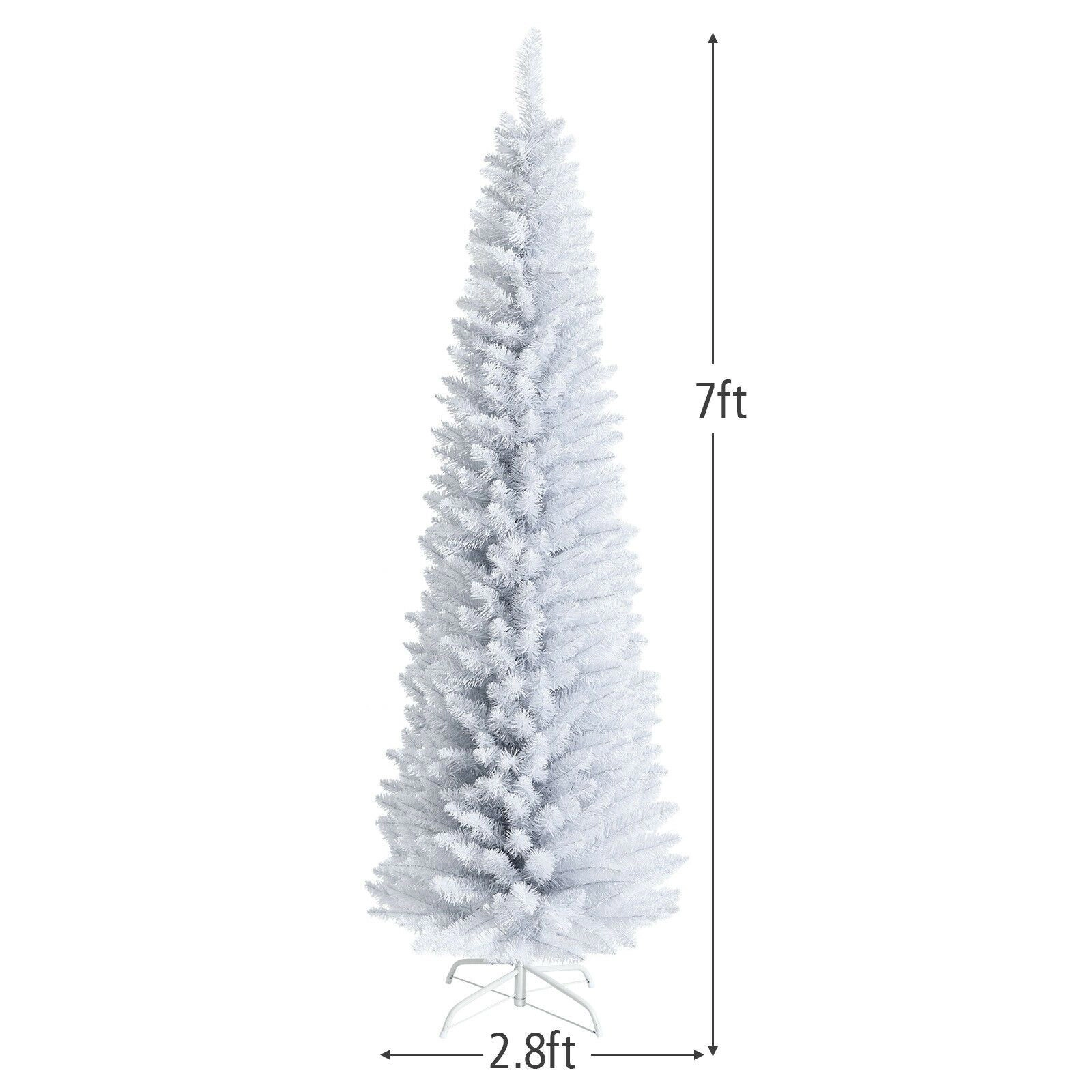 SlickBlue 7 Feet Pencil Xmas Tree with Realistic Branch Tips for Holiday