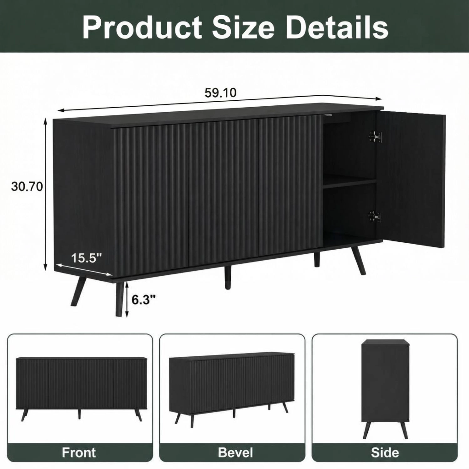 GOODSILO 59" Modern Storage Sideboard Buffet Cabinet