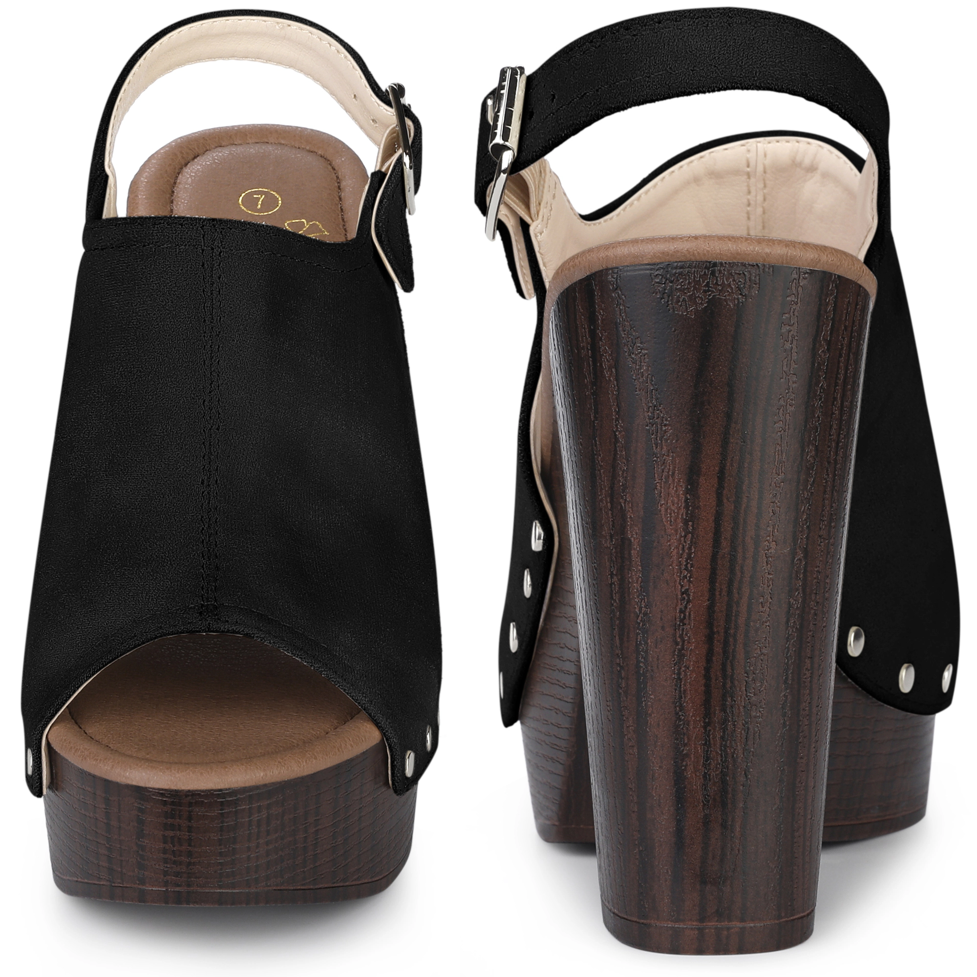 BLISSFUL STEP Women's Open Toe Slingback Platform Chunky High Heel Buckle Sandals