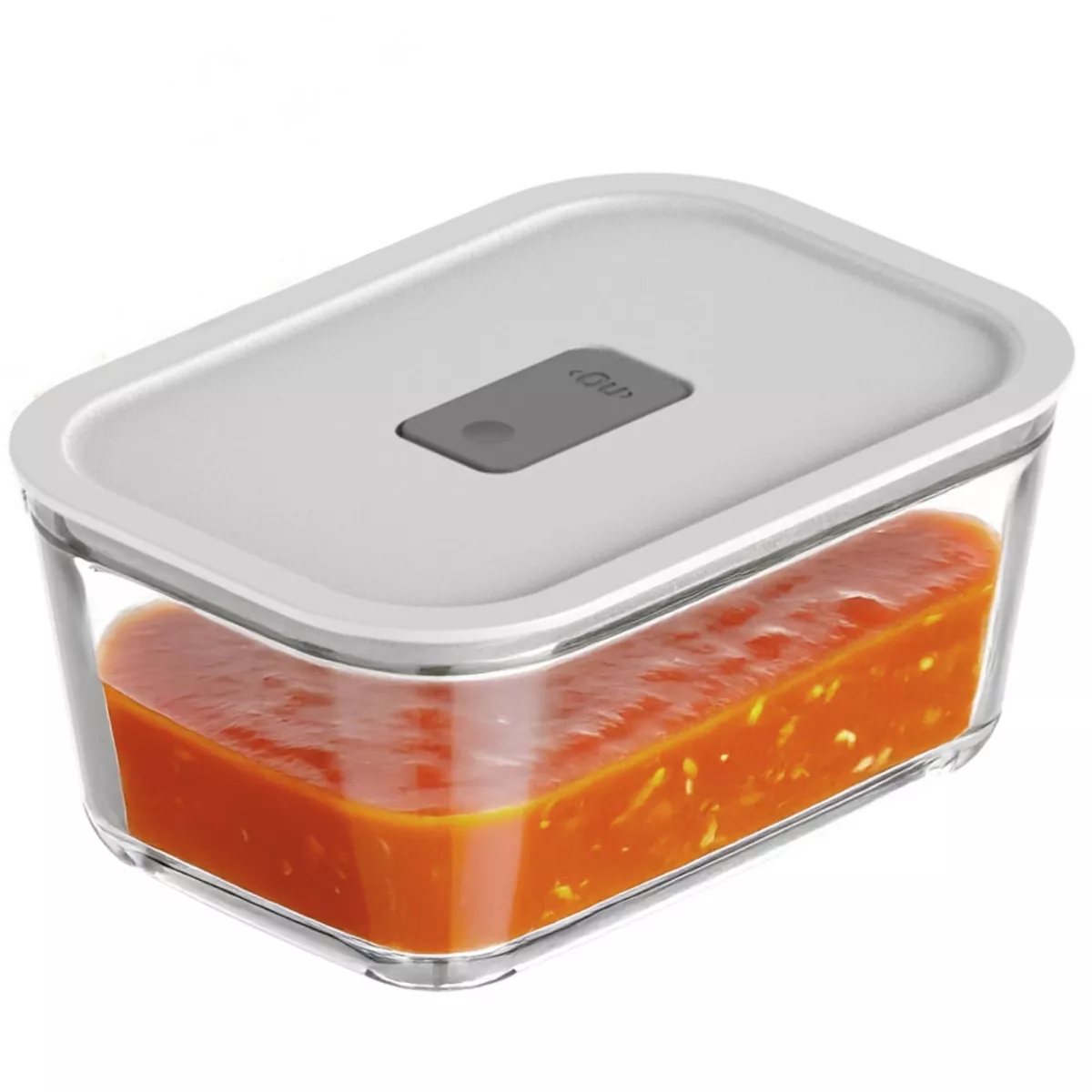 OU Glass Food Storage Container 5 Cup, Airtight Leak Proof Lids w/ Microwave Valve, Microwave Freezer Dishwasher Safe