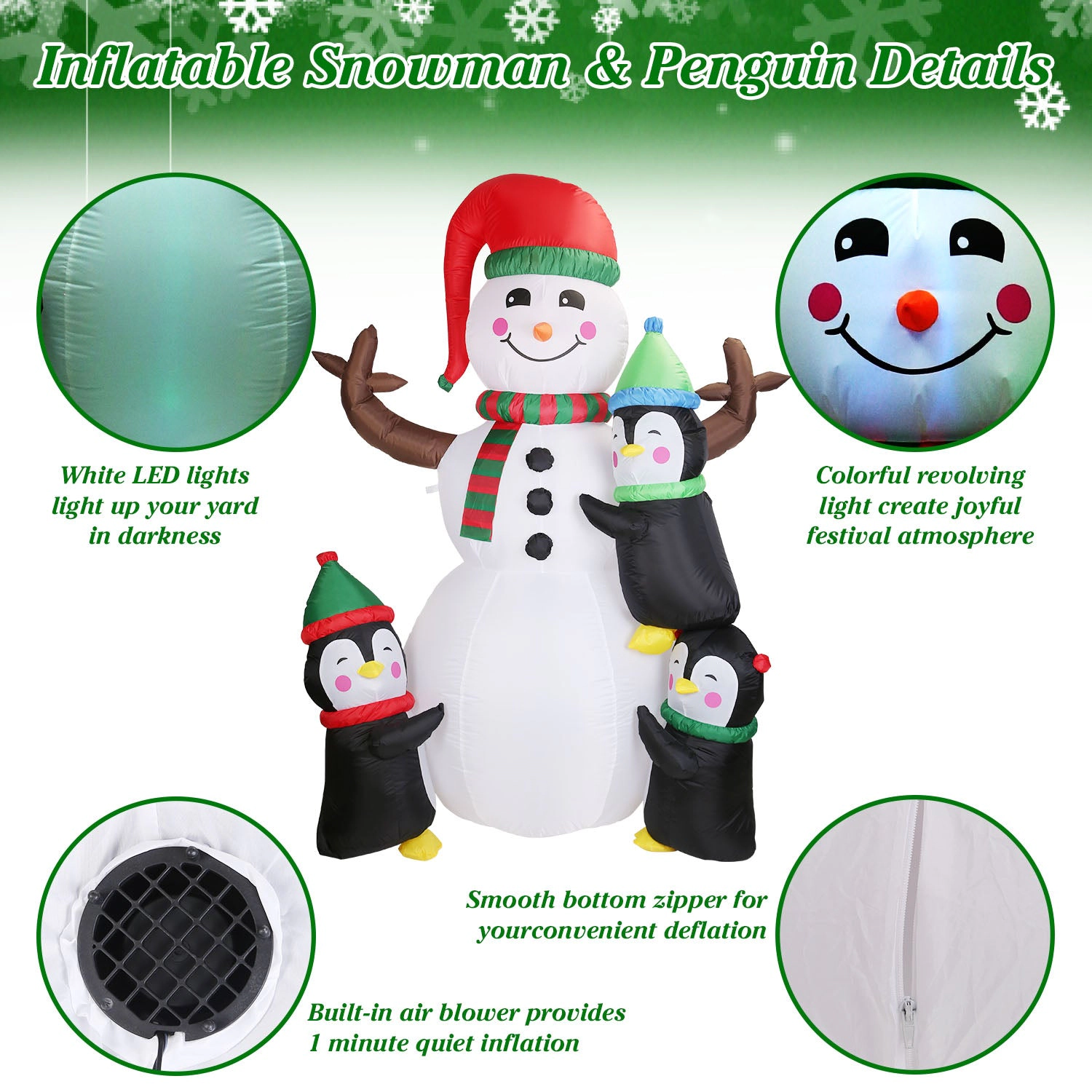 GBruno 5.9ft Inflatable Snowman Penguin Decoration