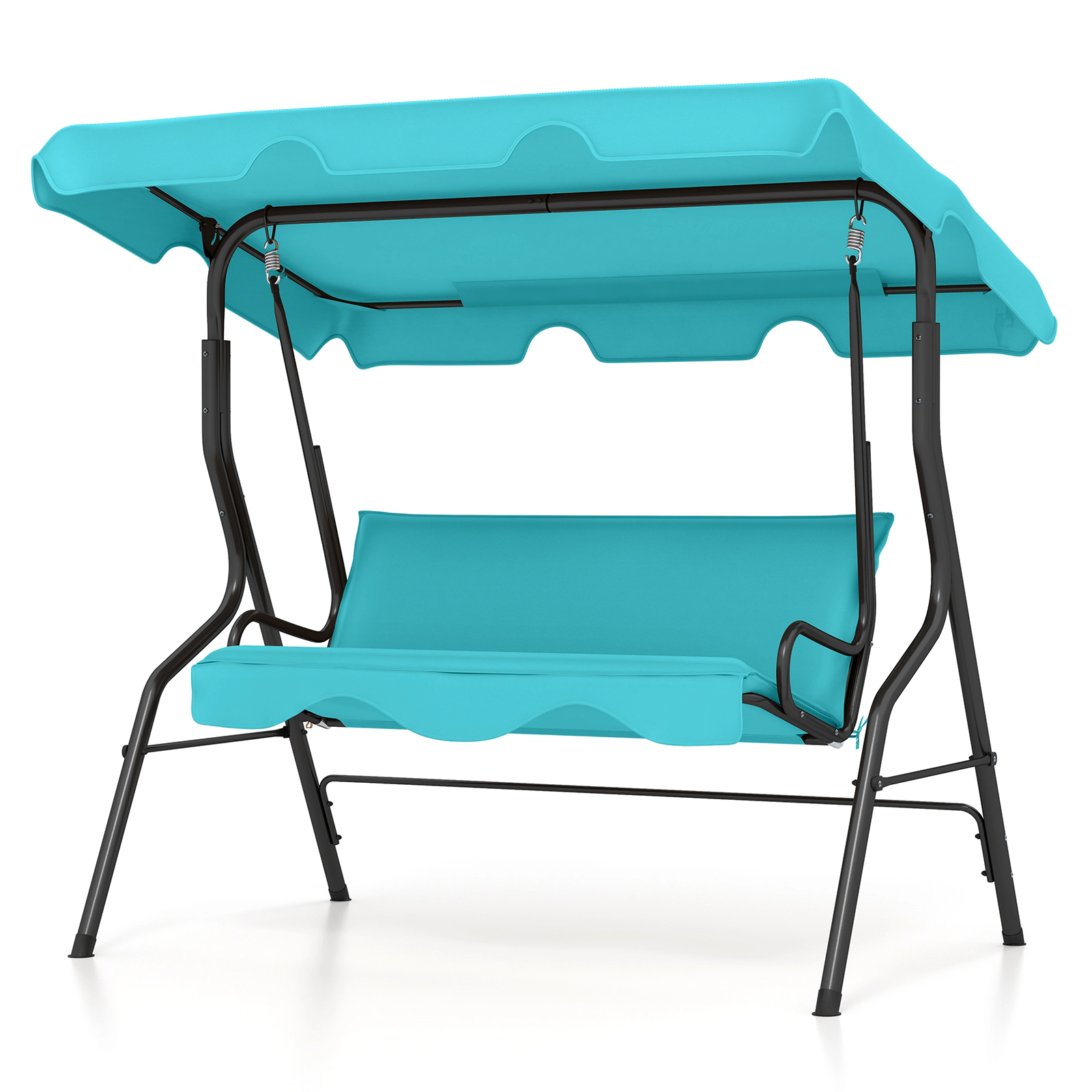 SUGIFT Turquoise 3-Seat Outdoor Canopy Swing, 440-Lb Capacity, Steel Frame