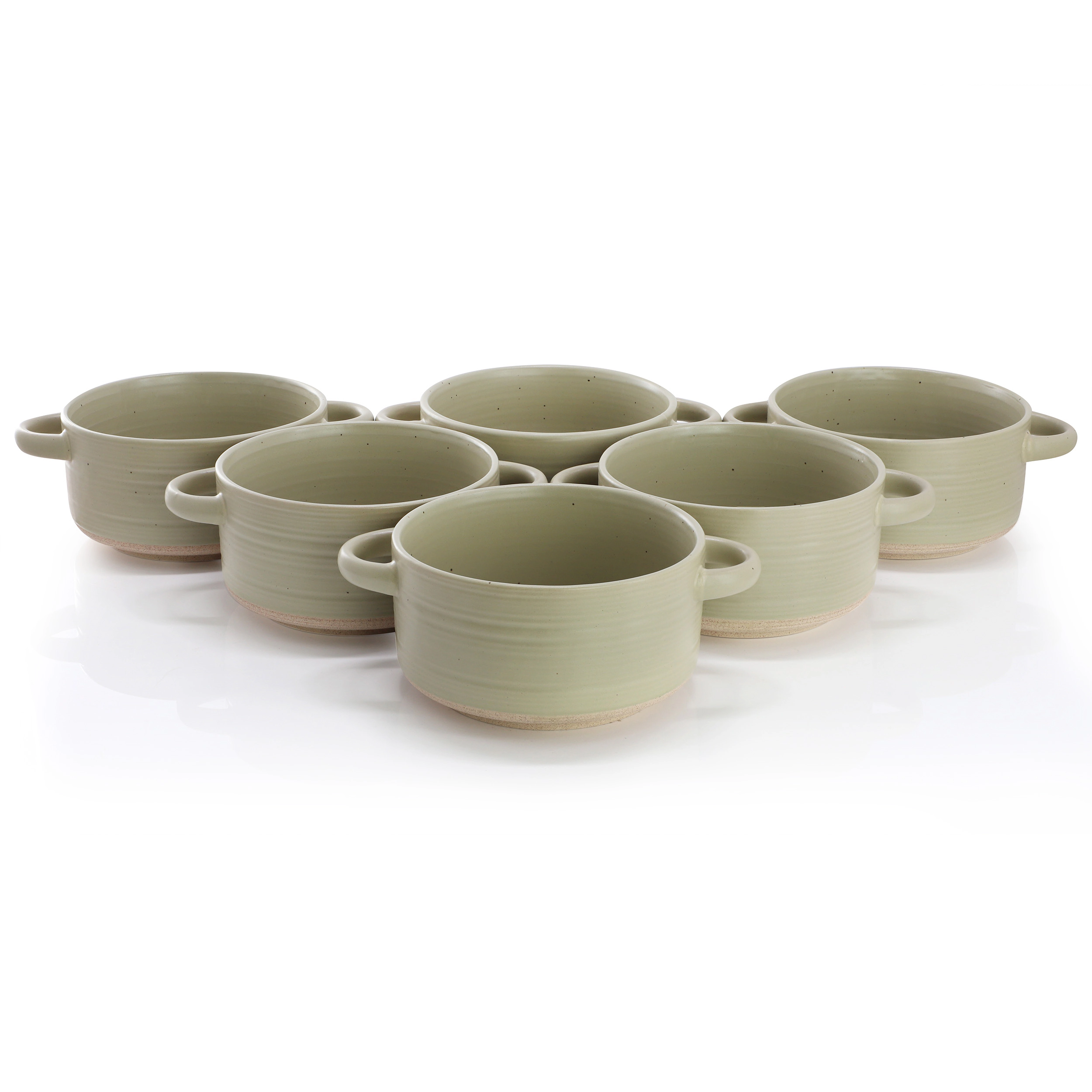 Gibson Elite Monaco Circle 6 Piece 6 Inch Stoneware Soup Bowls with Handles in Cream