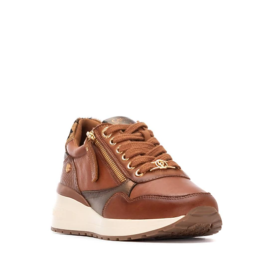Women's Leather Wedge Lace-Up Sneakers Carmela Collection By XTI