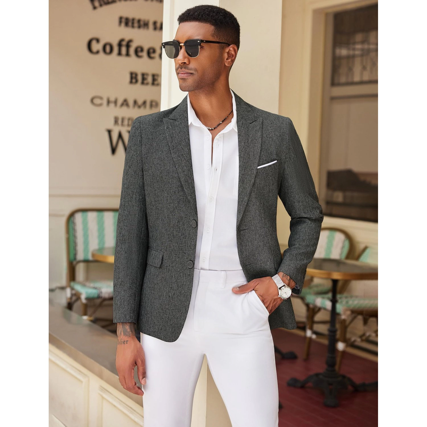 COOFANDY Mens Dressy Short Sleeve Shirt  Spread Collar Button Down Casual Tops
