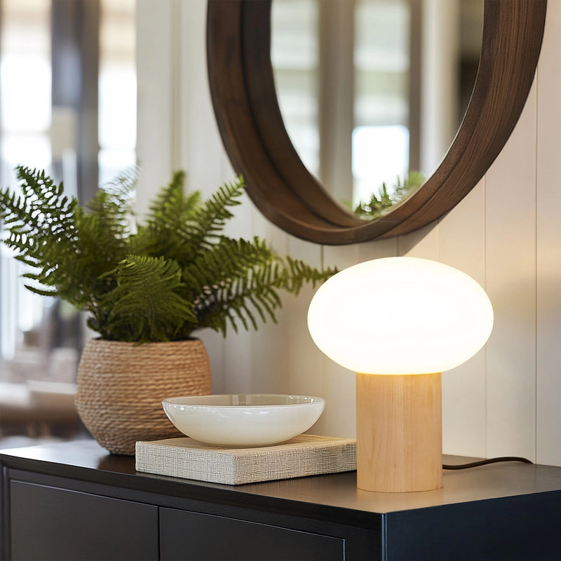 Brightech Ivy Glass Wood Desk Lamp