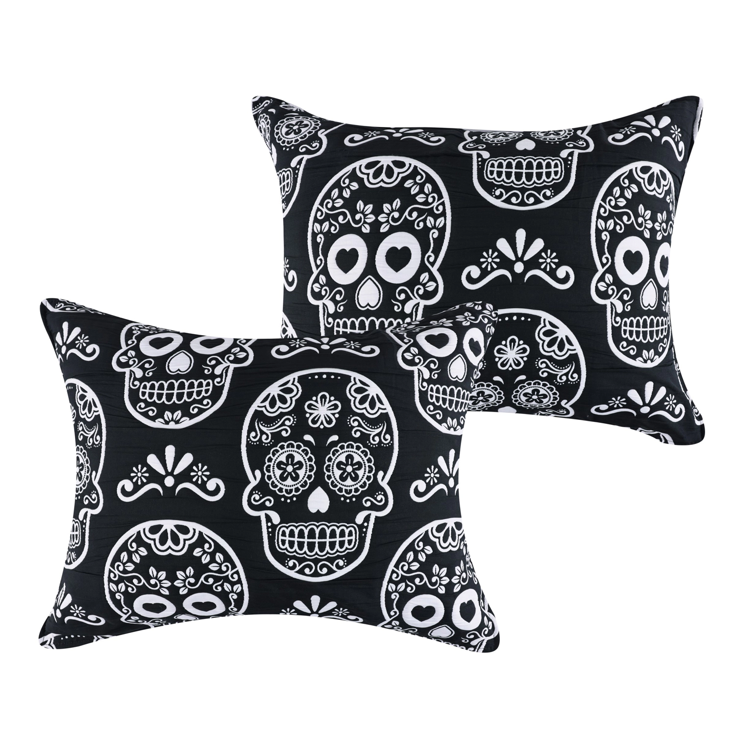 Greenland Home Fashions Sugar Skull 100% Polyester Pillow Sham Standard 20x26 Black