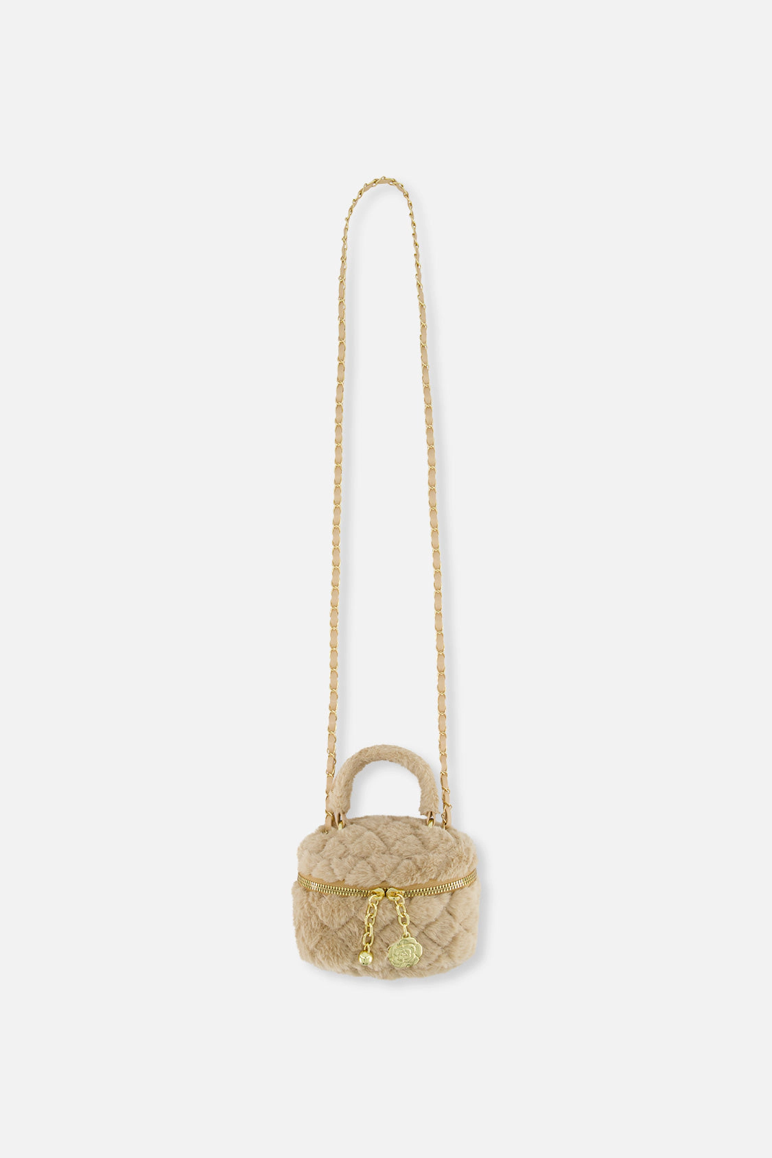 Deux par Deux Girls Quilted Faux Fur Chain Shoulder Bag