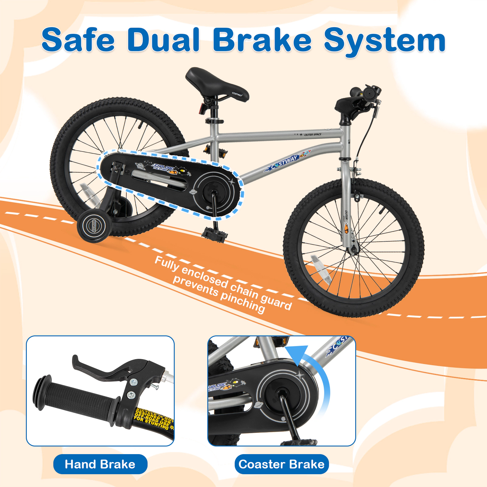 LJG Kids Bike Bicycle for Boys Girls 3-5 with High Carbon Steel Frame