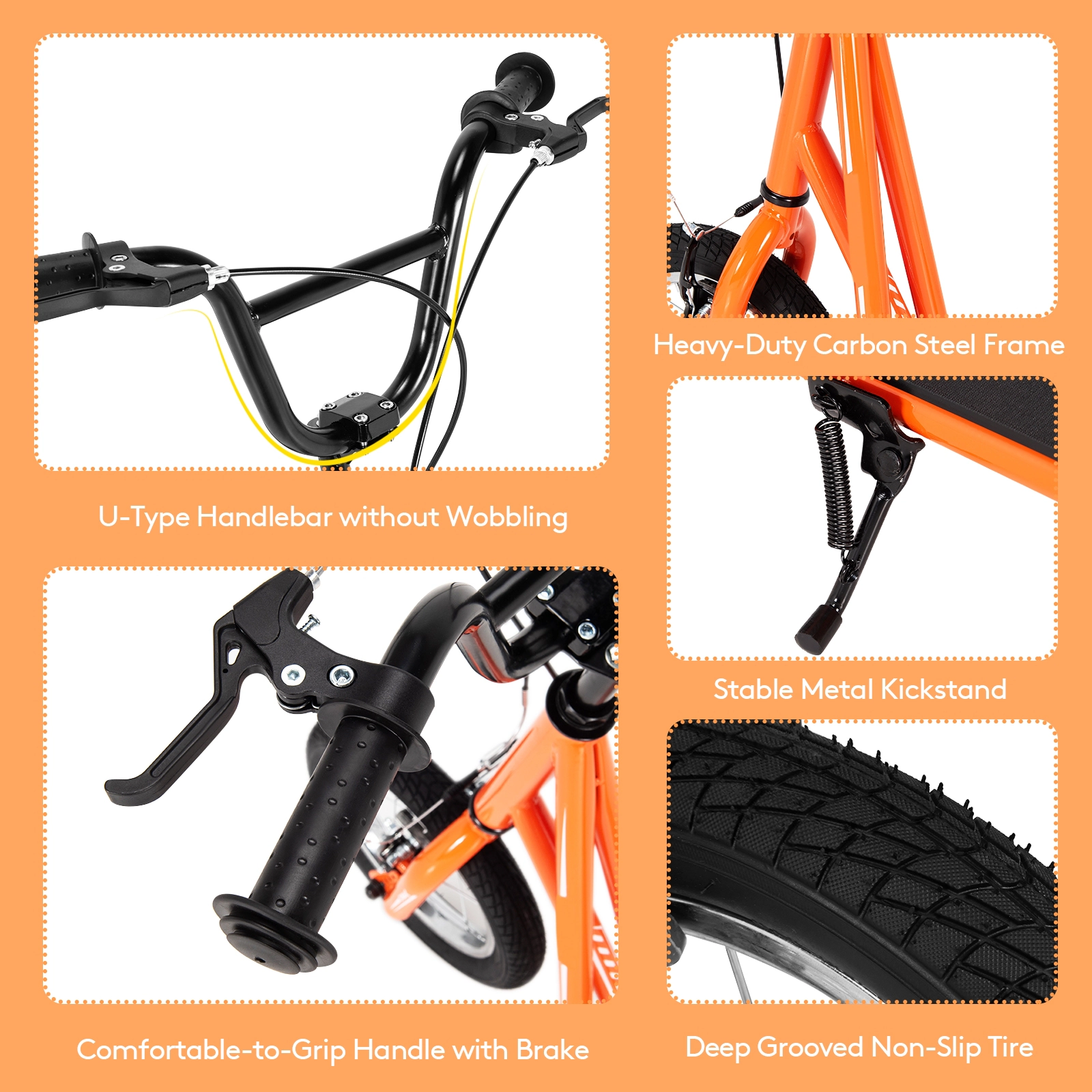 SUGIFT Height Adjustable Kid Kick Scooter with 12-in Air Filled Wheels 165-lb Capacity Ages 8+ Orange
