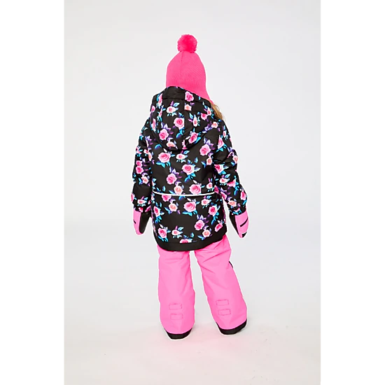 Deux par Deux Girls Rose Print Two Piece Play Snowsuit with Hooded Jacket and Snow Pants