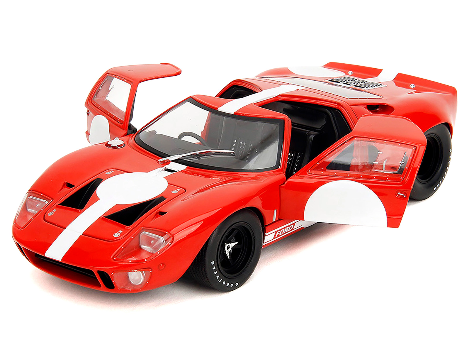 Jada Ford GT40 MK1 Red with White Stripes and Graphics "Pink Slips" Series 1/18 Diecast Model Car by Jada