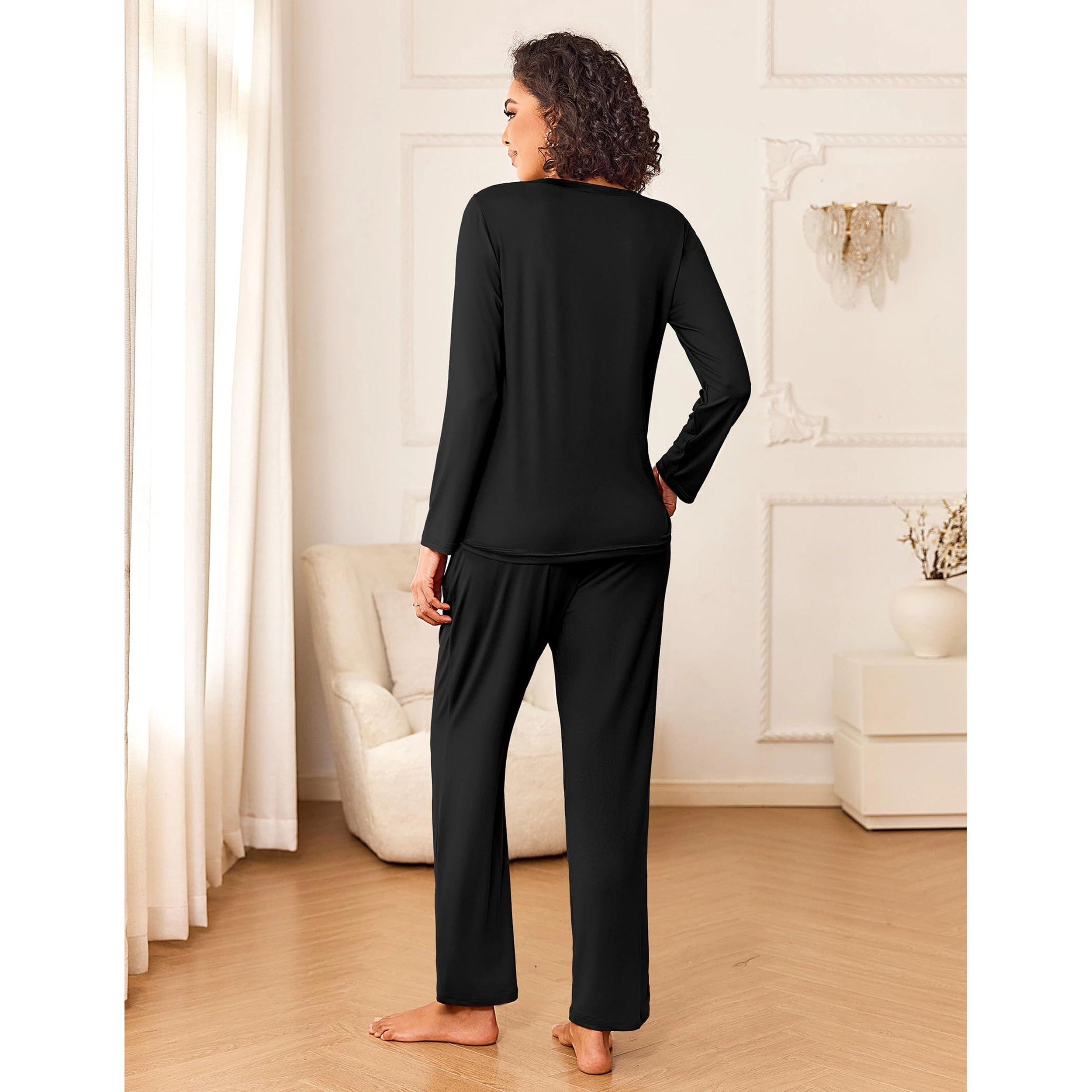 Ekouaer Womens Pajama Sets Two Piece Sleepwear Soft Pajamas Long Sleeve Comfy Loungewear