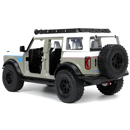 Jada Collectible 2021 Ford Bronco Gray And White With Matt Black Hood Roof Rack "M2 Motoring" "Just Trucks" Series