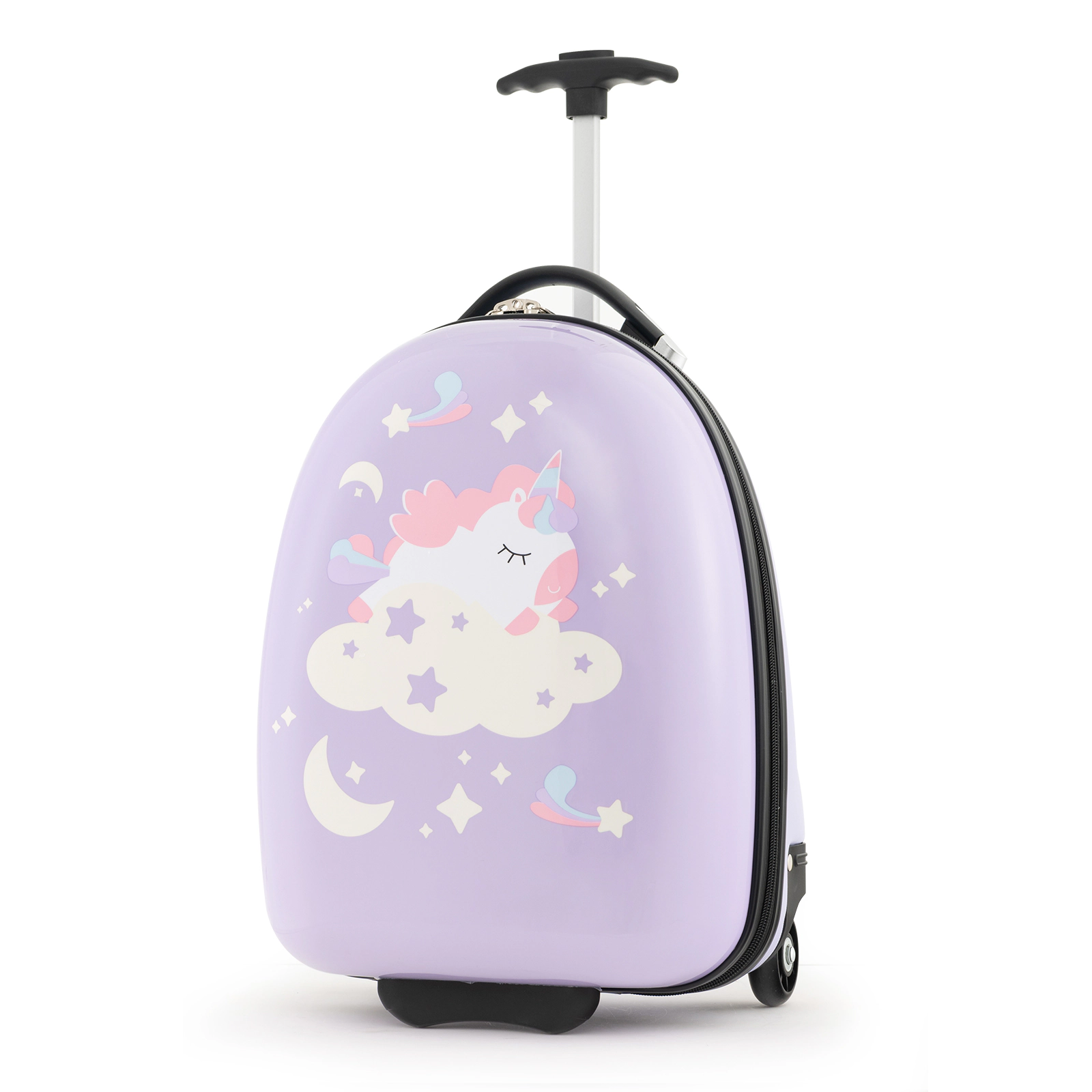 SUGIFT 16-In Kids Carry-On Hard Shell Luggage Suitcase with Wheels 3.5-lb Net Weight 16 x 12-in Inner Compartment Pink