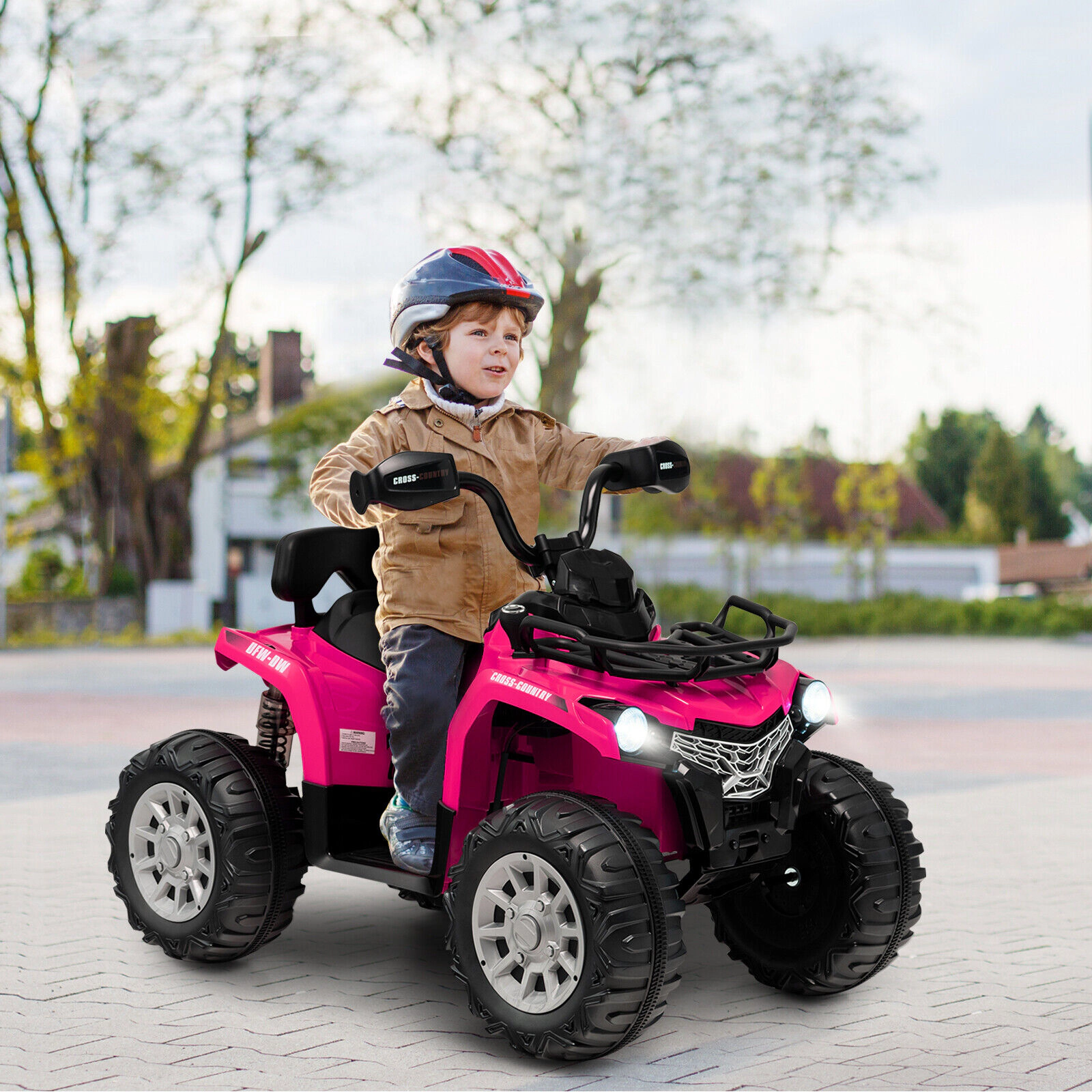 SUGIFT 12V Battery-Powered Kids Ride On ATV 4 Wheeler with MP3 and Headlights 66-lb Capacity Ages 3-8 Pink