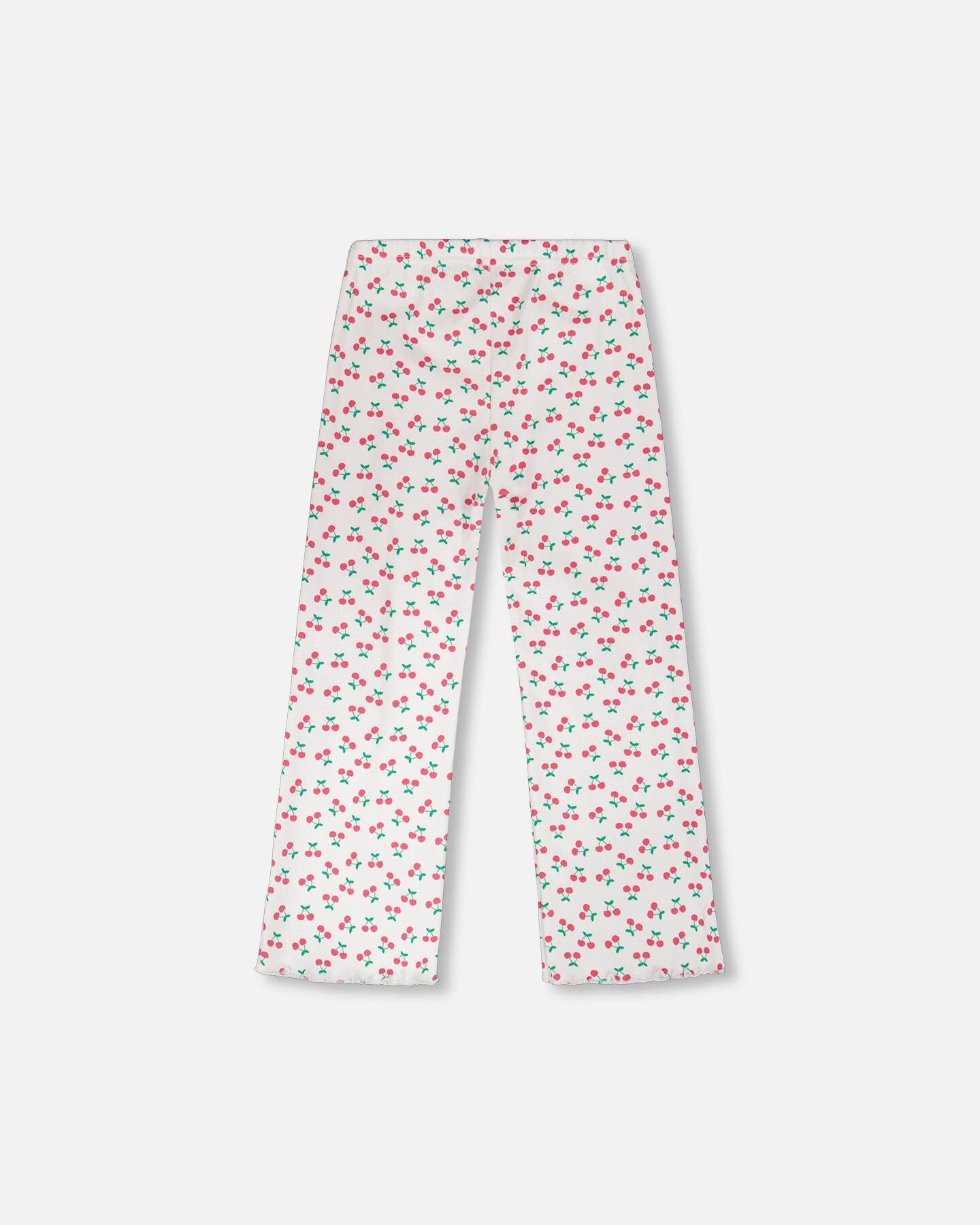 Deux par Deux Girls Rib Flare Leg Leggings Printed Cherries